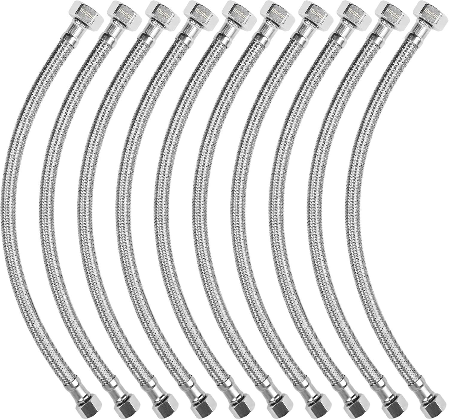 [10-Pack 36 Inch] 1/2" FIP x 3/8" COMP Faucet Supply Lines, Bathroom Faucet Hose Connector, 304 Stainless Steel Braided Water Supply Line