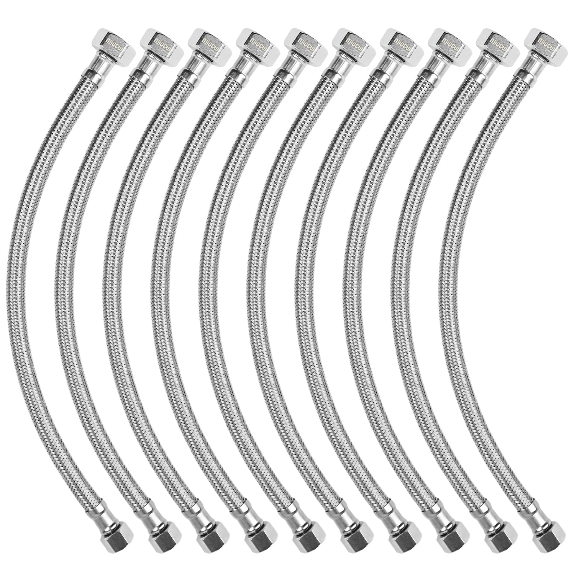 [10-Pack 36 Inch] 1/2" FIP x 3/8" COMP Faucet Supply Lines, Bathroom Faucet Hose Connector, 304 Stainless Steel Braided Water Supply Line