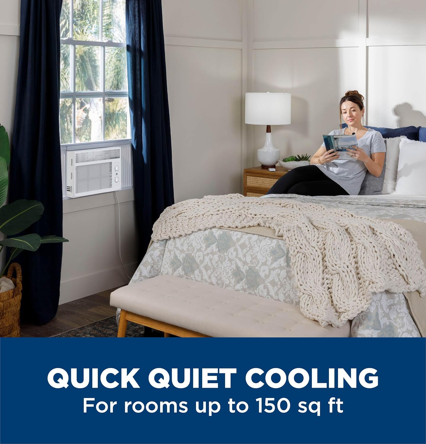 GE Window Air Conditioner Unit, 5,000 BTU for Small Rooms up to 150 sq ft. with Manual Adjustable Fan and Cooling Settings, Perfect for Small Bedroom or Living Room, Easy Install Kit Included, White
