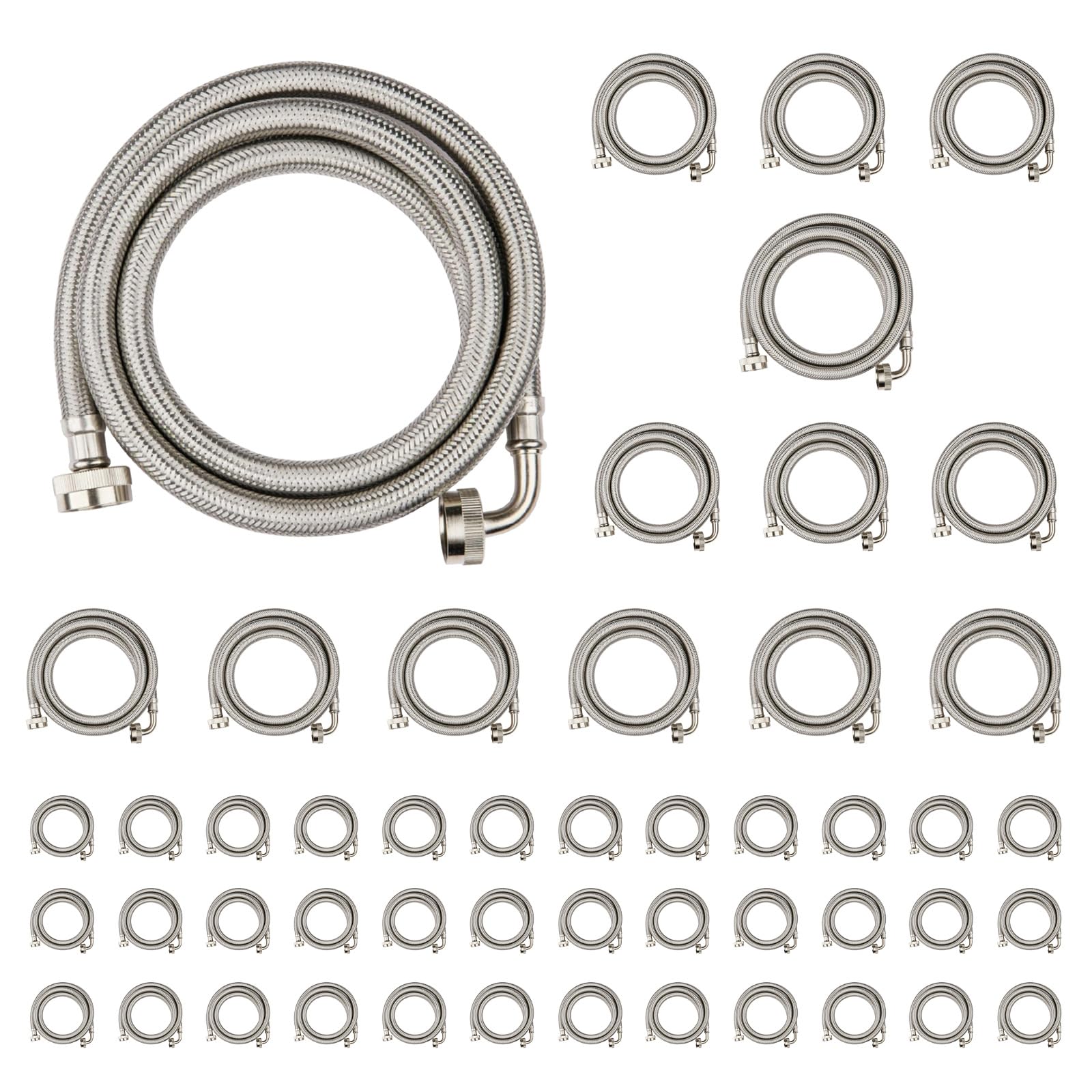 Washing Machine Hoses 4ft, 1 Pack Braided Stainless Steel Washer Hoses with 90 Degree Elbow, Hot and Cold Washer Supply Line, Universal Flexible Laundry Machine Hose for All Washing Machine