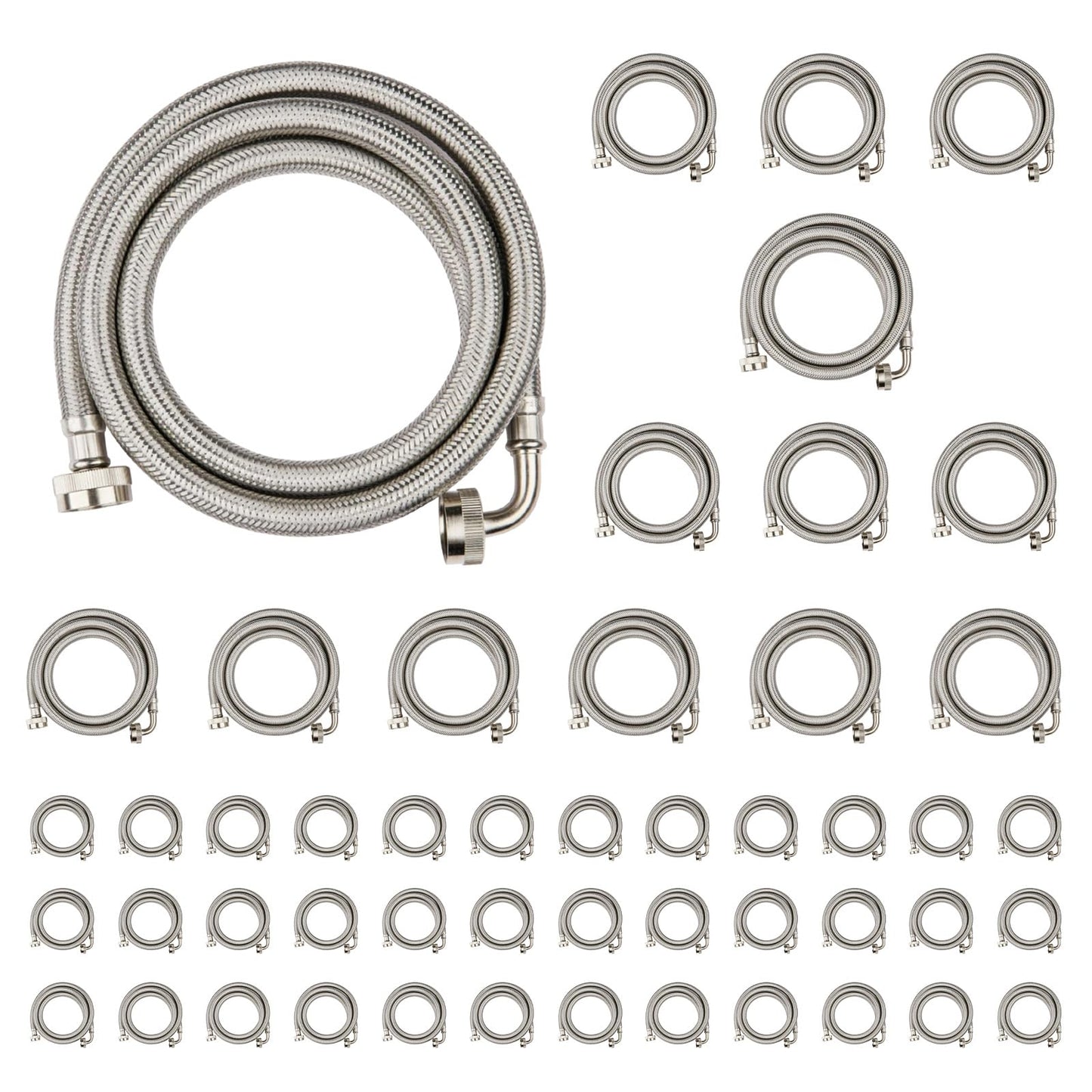 Washing Machine Hoses 4ft, 1 Pack Braided Stainless Steel Washer Hoses with 90 Degree Elbow, Hot and Cold Washer Supply Line, Universal Flexible Laundry Machine Hose for All Washing Machine