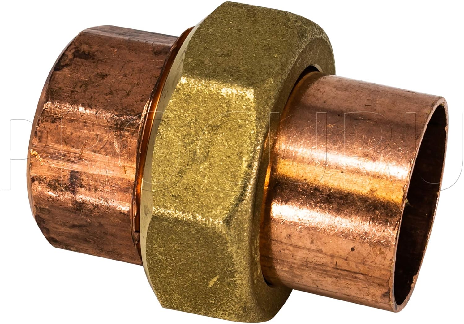 PROCURU 10-Pack 2-Inch Copper Union CxC Sweat Connection, Made in USA, Certified Safe for Drinking Water (CWUN0200-10P)