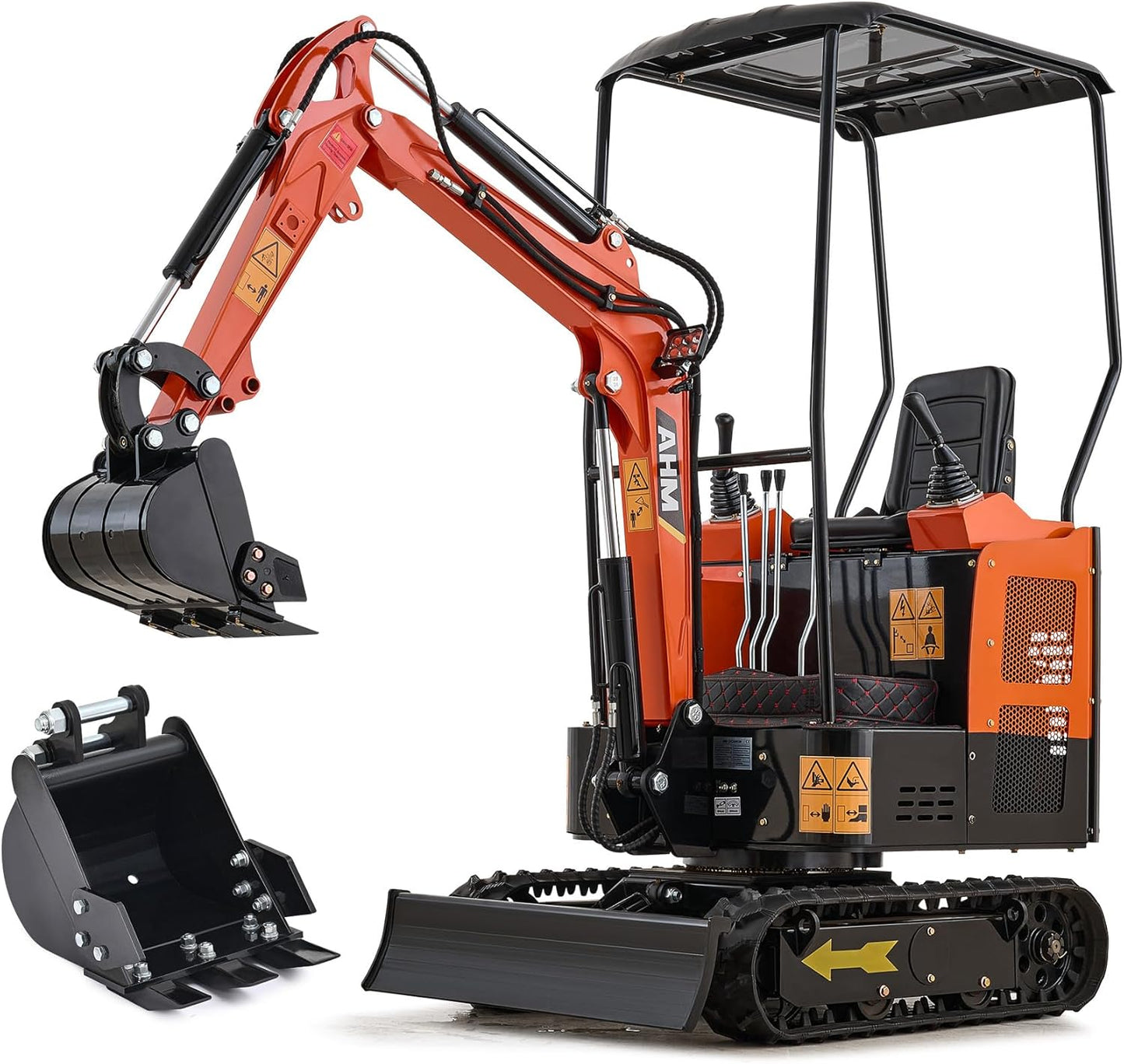 AHM 2600 lb Mini Excavator Crawler with 23 hp EPA Engine, Excavator Machine with 300mm Digging Bucket, Trench Digger with Canopy & Adjustable Seat for Garden Farm Park Construction Site