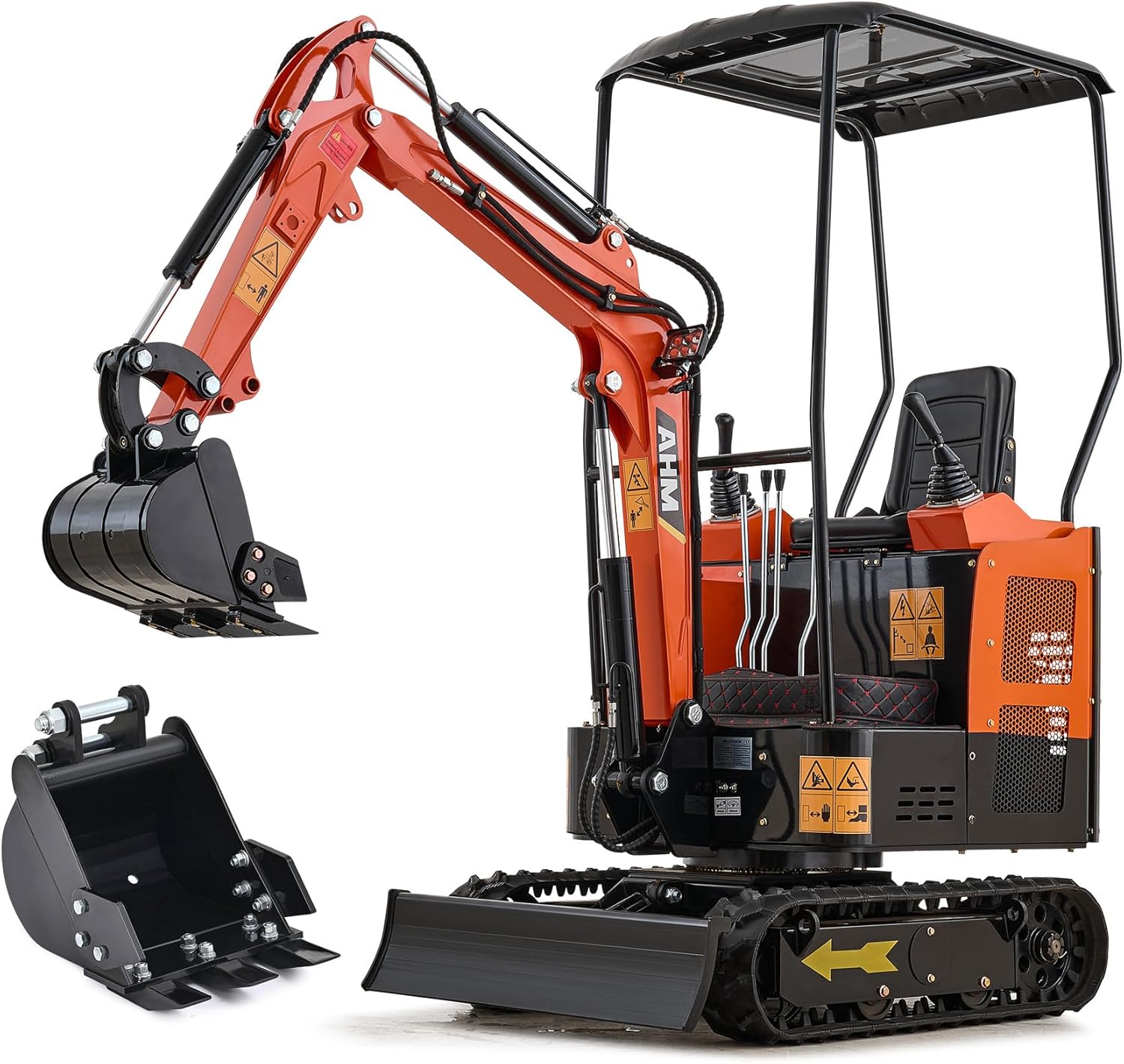 AHM 2600 lb Mini Excavator Crawler with 23 hp EPA Engine, Excavator Machine with 300mm Digging Bucket, Trench Digger with Canopy & Adjustable Seat for Garden Farm Park Construction Site