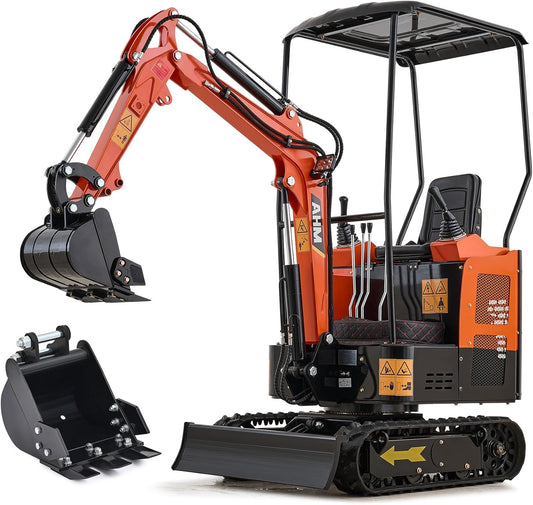 AHM 2600 lb Mini Excavator Crawler with 23 hp EPA Engine, Excavator Machine with 300mm Digging Bucket, Trench Digger with Canopy & Adjustable Seat for Garden Farm Park Construction Site