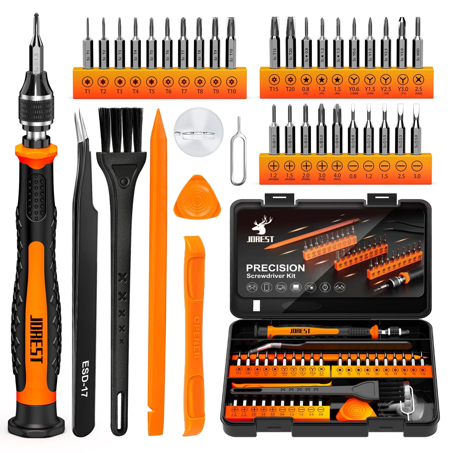 JOREST 115 in 1 Small Precision Screwdriver Set, Tool Gifts for Men Dad Him, Magnetic Repair Tool Kit for PC, Laptop, Tablet, iPhone, Macbook, Jewelers, PS5, Xbox, Switch, Game Console, Door &Chair