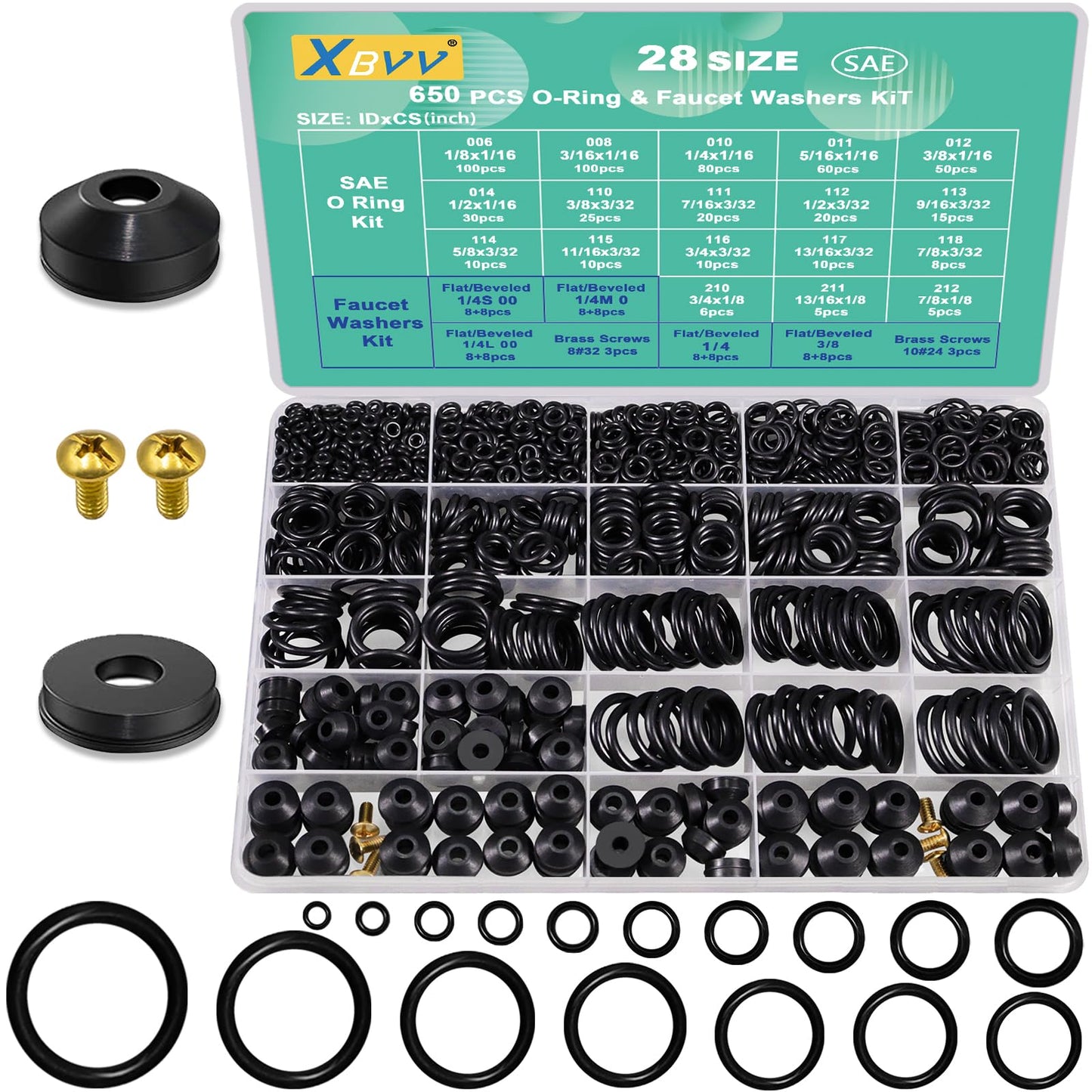 37 Size 1075 Pcs Faucet Washers & O-Rings Kit & Plumbing Gasket 3-in-1 Home Universal Rubber Washers Assortment Kit for Faucet Hose Spigot Plumbing Seal Repair with Pick Hook