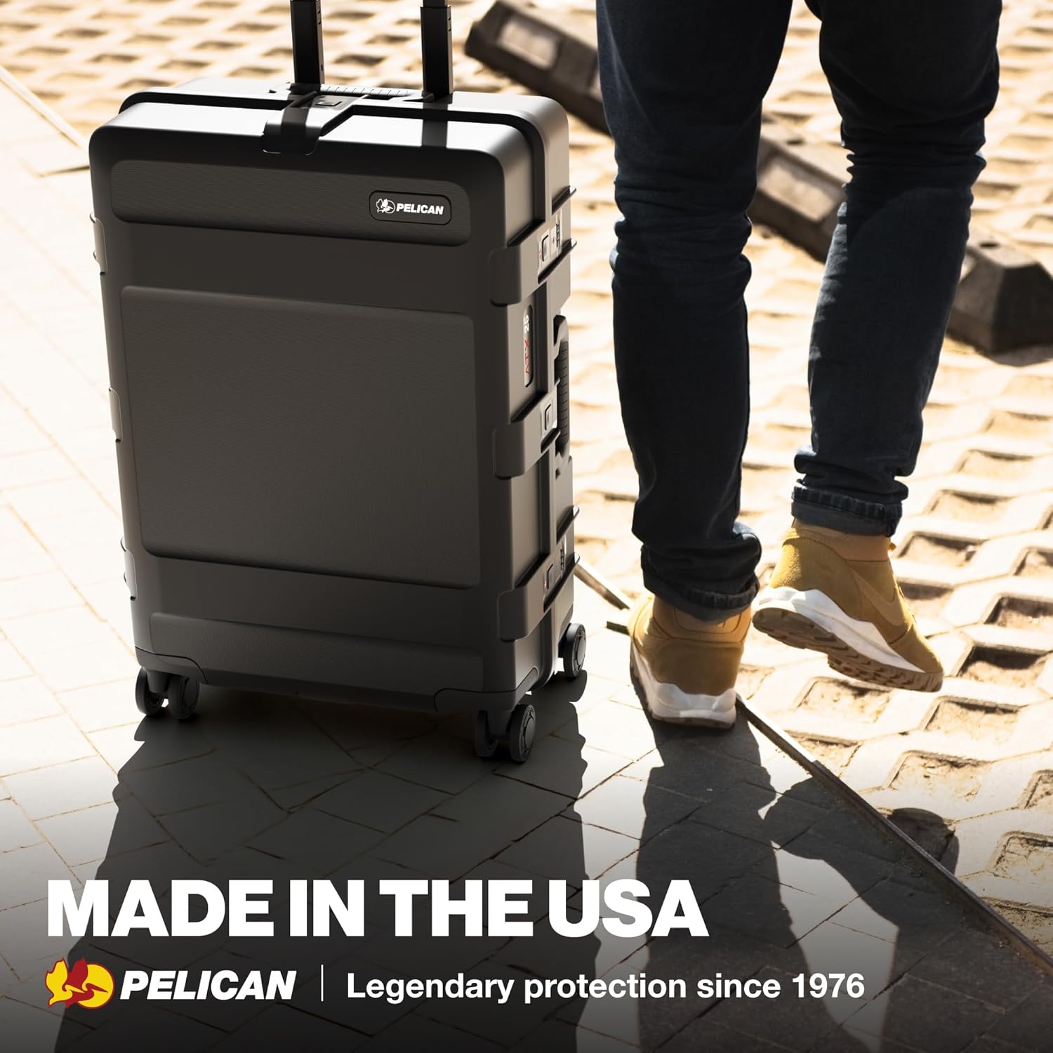 Pelican ATX Luggage Hard Case Luggage with Wheels - Waterproof Hardshell - Medium Size (25 Inch) Check-In Suitcase (Black)