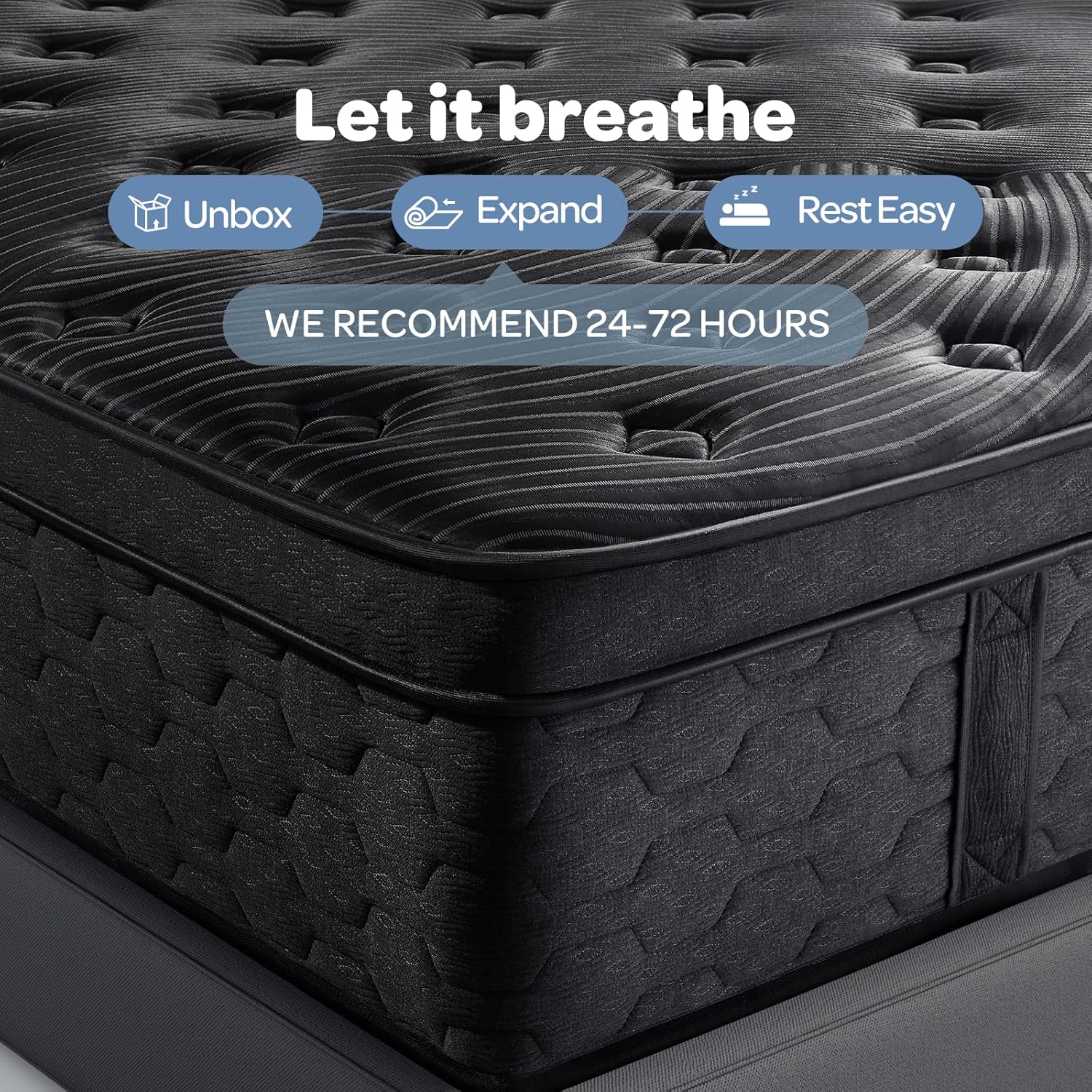 OhGeni 14 Inch Cooling Queen Size Mattress, Hybrid Gel-infused Memory Foam Bed Mattresses in a Box, Medium Feel Cool Top Fabric,Individual Pocket Spring, 3-Zone design & Reinforced Edge Support, Black