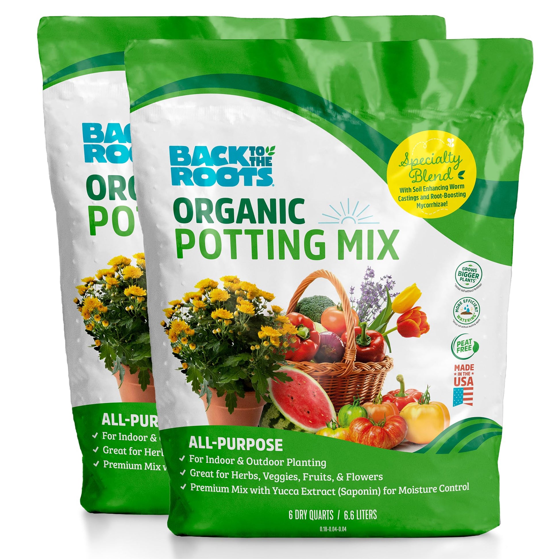 Back to the Roots 100% Organic Raised Bed Soil, Fills 8' x 4' Garden Bed, 60 cu ft, Made in USA, Peat-Free