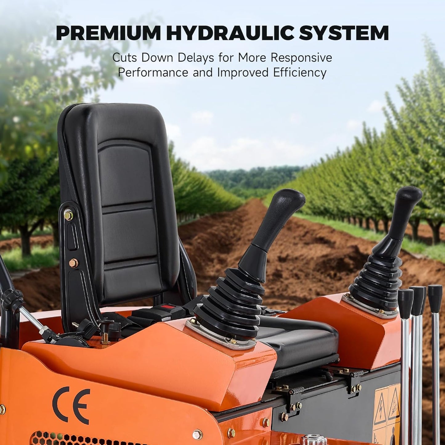 AHM 23hp Mini Excavator with Hydraulic Thumb Grapple Quick Hitch Bucket, 1 Ton Mini Crawler Excavator with Retractable Undercarriage, Trench Digger for Trenching Digging Garden Farm Construction Site