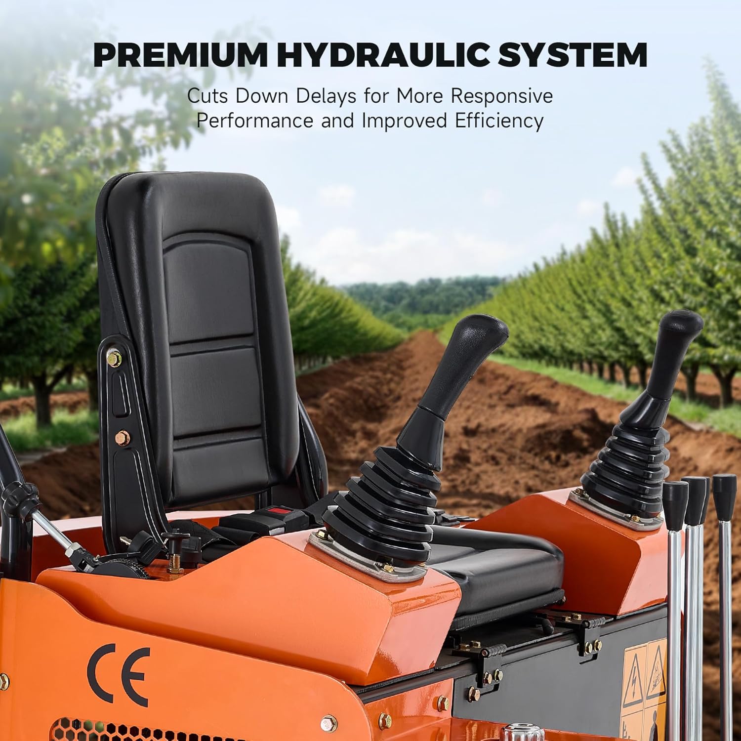 AHM 23hp Mini Excavator with Hydraulic Thumb Grapple Quick Hitch Bucket, 1 Ton Mini Crawler Excavator with Retractable Undercarriage, Trench Digger for Trenching Digging Garden Farm Construction Site