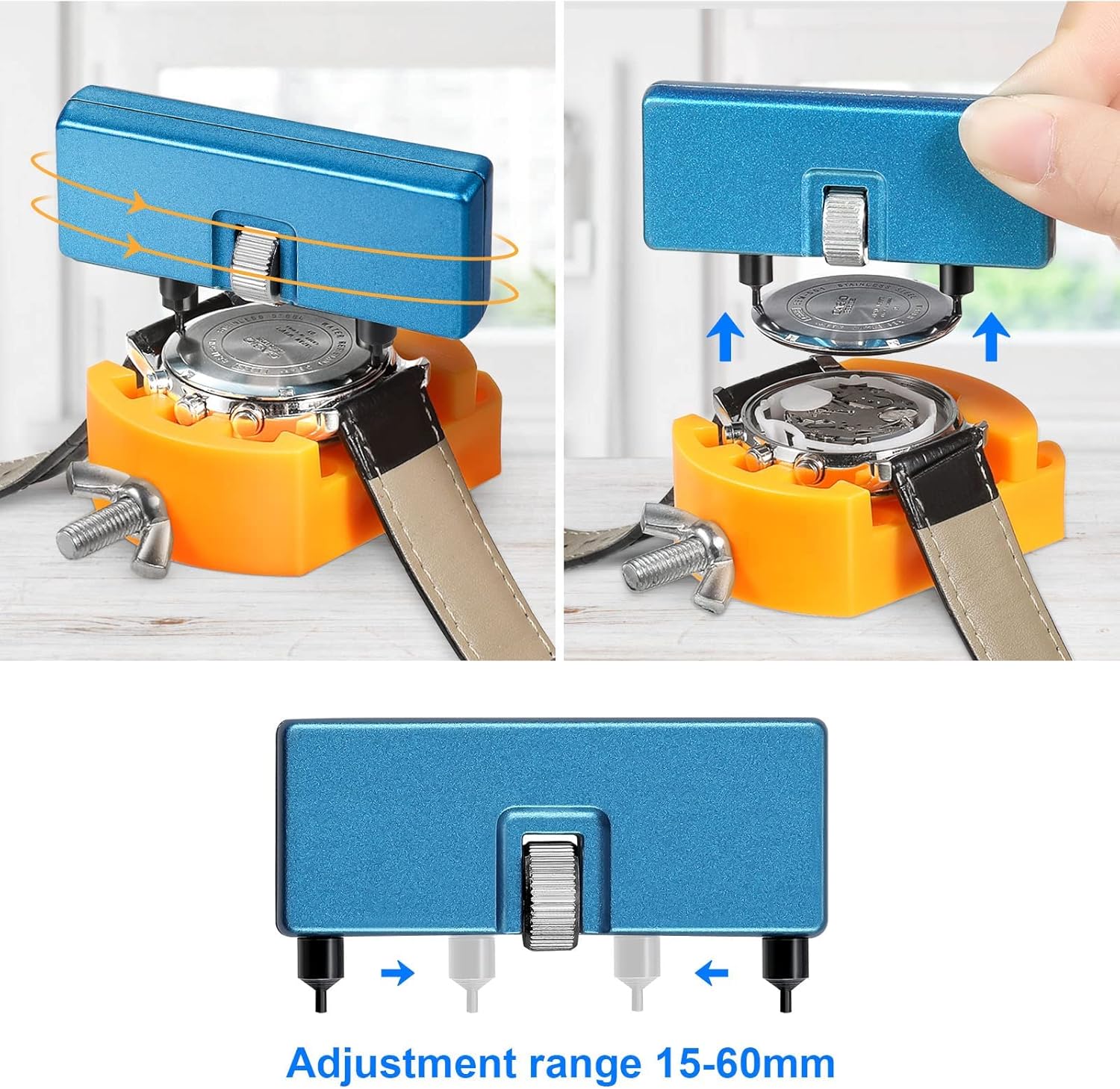 JOREST Watch Battery Replacement Tool Kit, Watch Wrench Back Remover for Rotate Open Watch Cover, Watch Case Opener Set with Watch Back Remover Holder, Only for Grooved Watches