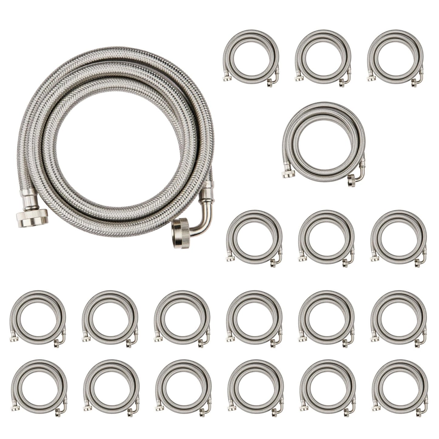 Washing Machine Hoses 4ft, 1 Pack Braided Stainless Steel Washer Hoses with 90 Degree Elbow, Hot and Cold Washer Supply Line, Universal Flexible Laundry Machine Hose for All Washing Machine