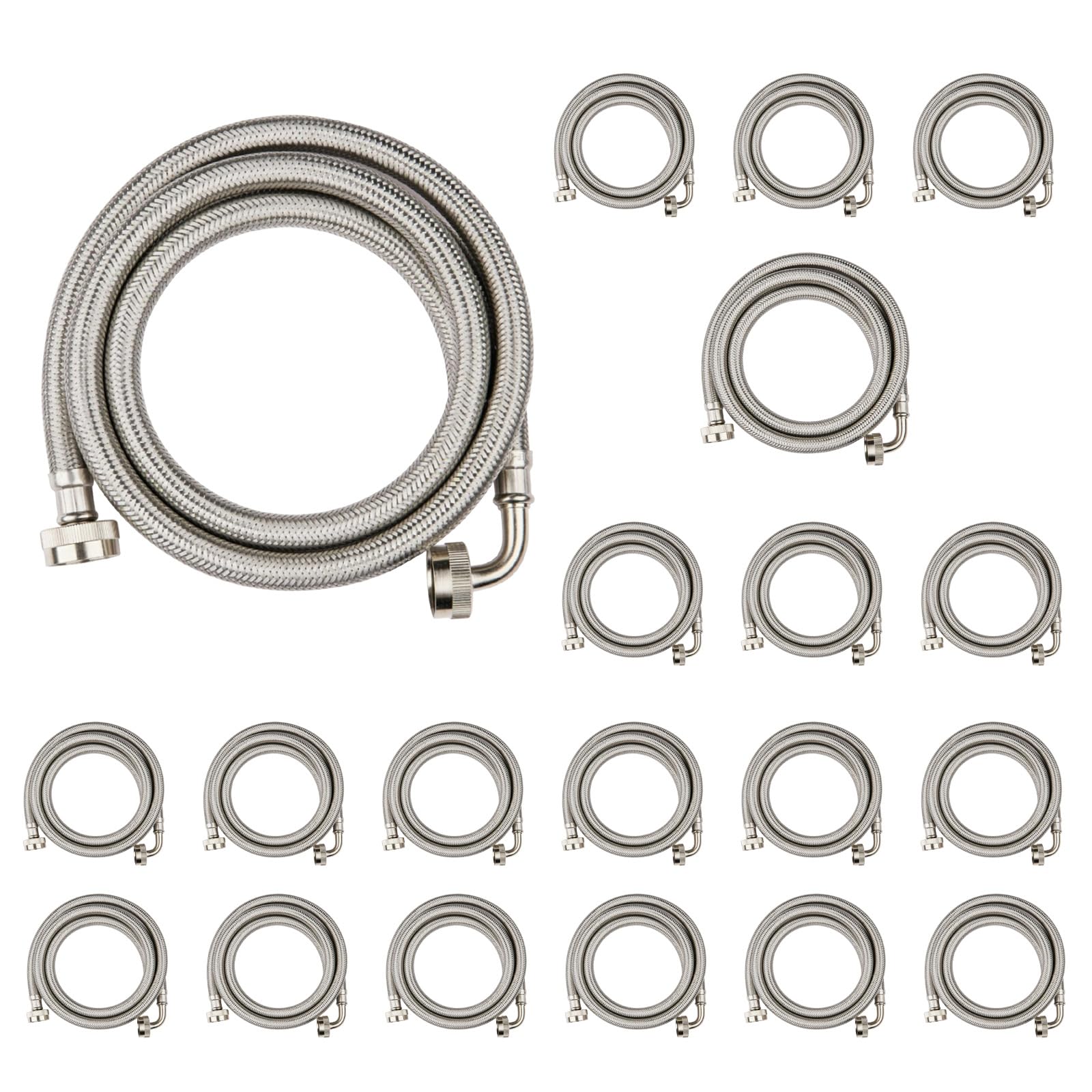 Washing Machine Hoses 4ft, 1 Pack Braided Stainless Steel Washer Hoses with 90 Degree Elbow, Hot and Cold Washer Supply Line, Universal Flexible Laundry Machine Hose for All Washing Machine