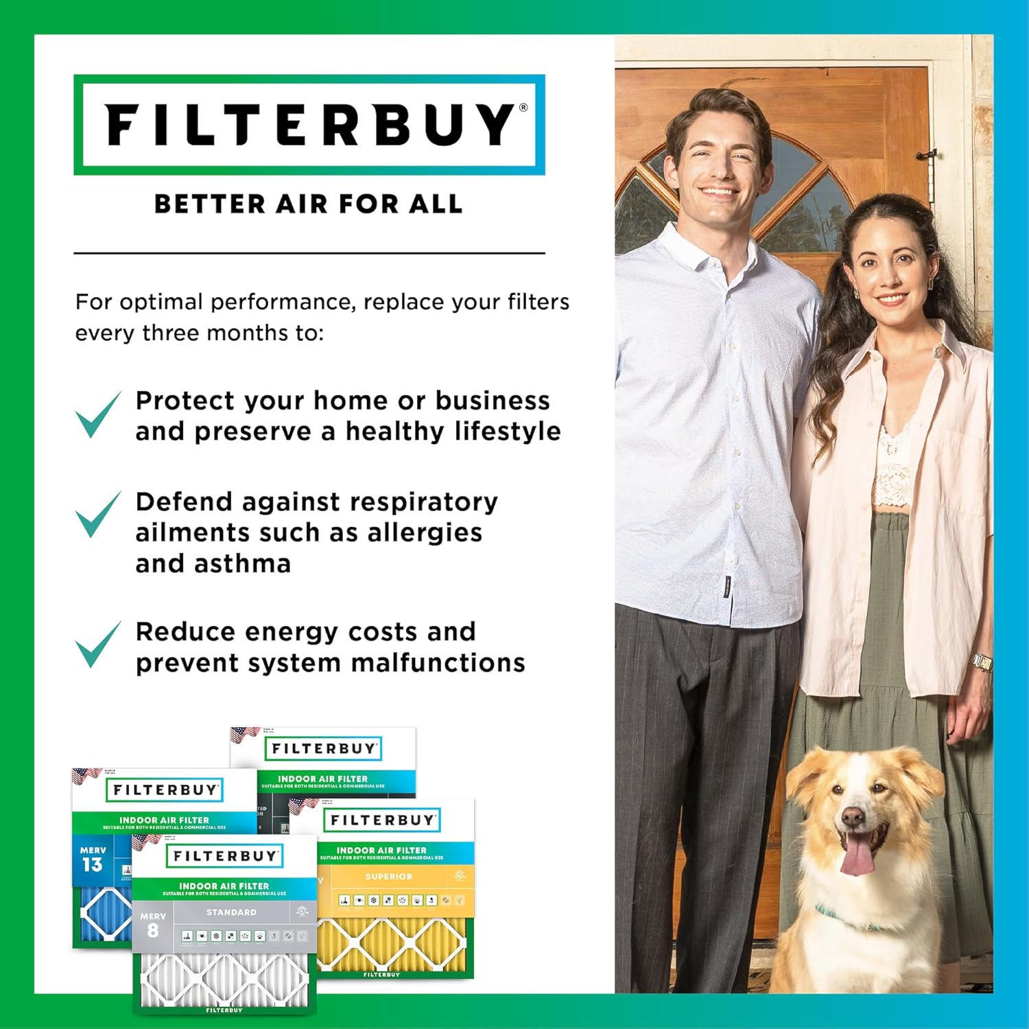 Filterbuy 14x25x1 Air Filter MERV 8 (MPR 700) Dust Defense Replacement (4-Pack), Electrostatic Pleated HVAC AC Furnace Filters, Made in USA (Actual Size: 13.50 x 24.50 x 0.75)