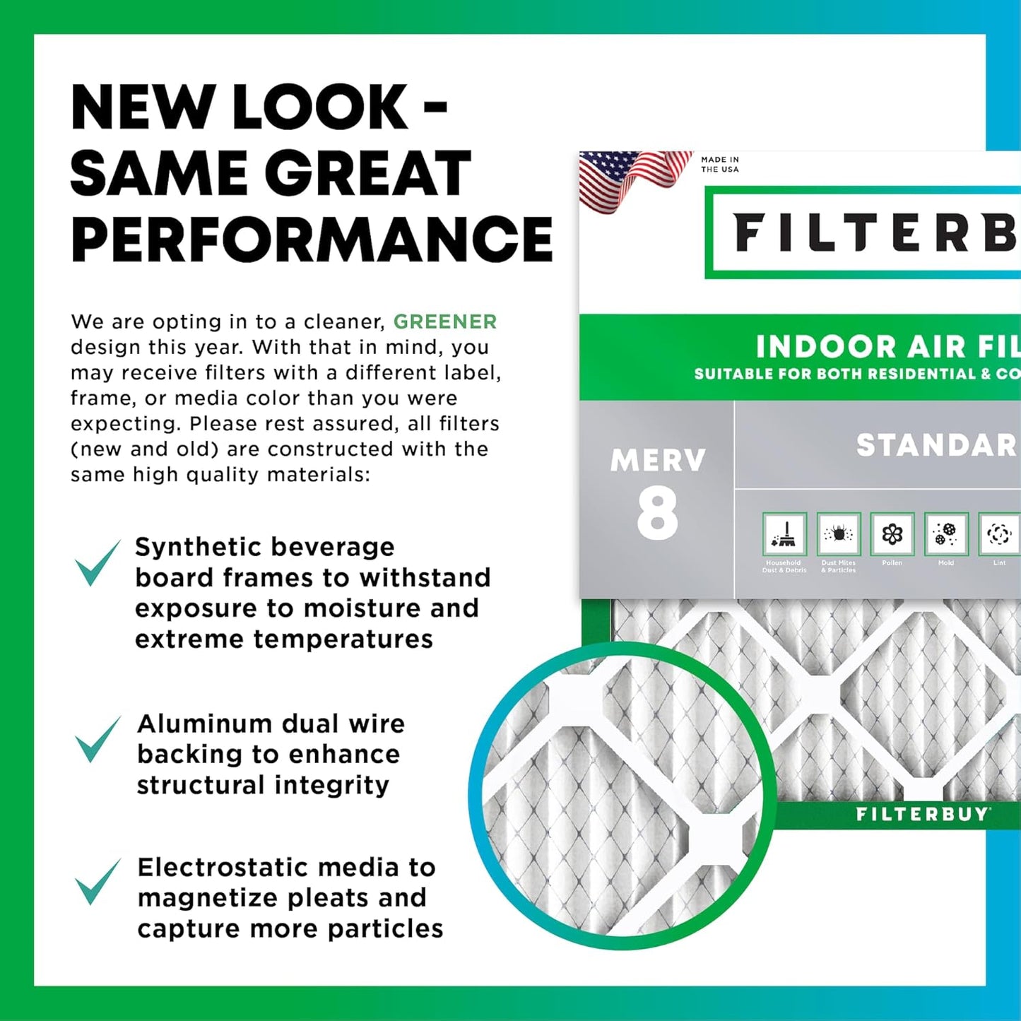 Filterbuy 12x18x1 Air Filter MERV 8 (MPR 700) Dust Defense Replacement (2-Pack), Electrostatic Pleated HVAC AC Furnace Filters, Made in USA (Actual Size: 11.50 x 17.50 x 0.75)