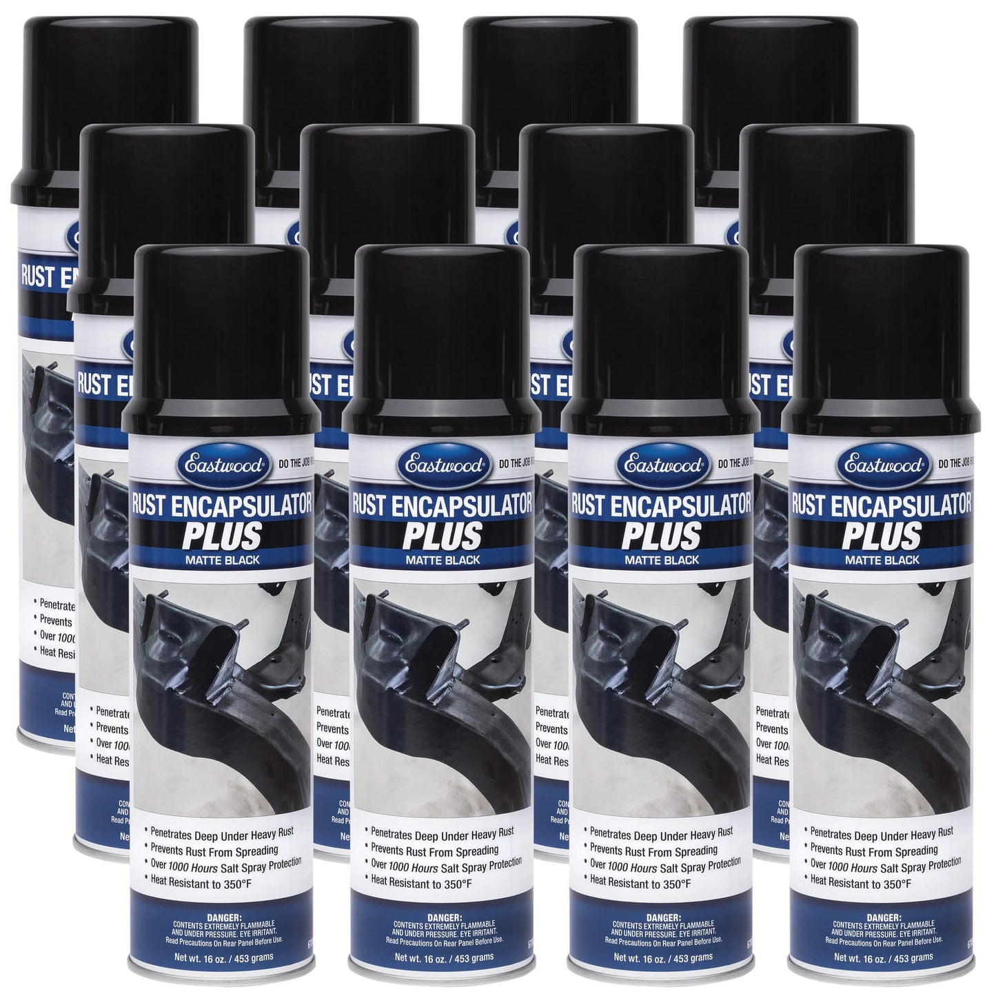 Eastwood Matte Black Rust Encapsulator Plus | Long Lasting Durable Finish 1 Coat Automotive Maximum Rust Protection | Heat Resistance up to 350 Degrees F | 16 oz. Aerosol | 1 Pack
