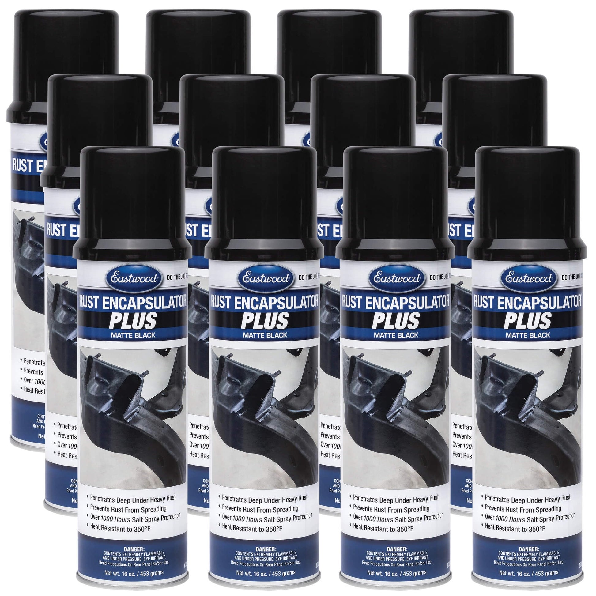 Eastwood Matte Black Rust Encapsulator Plus | Long Lasting Durable Finish 1 Coat Automotive Maximum Rust Protection | Heat Resistance up to 350 Degrees F | 16 oz. Aerosol | 1 Pack