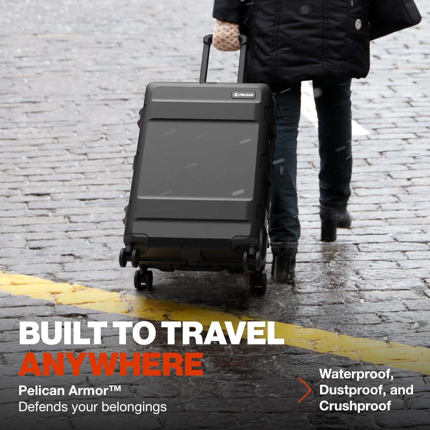 Pelican ATX Luggage Hard Case Luggage with Wheels - Waterproof Hardshell - Medium Size (25 Inch) Check-In Suitcase (Black)