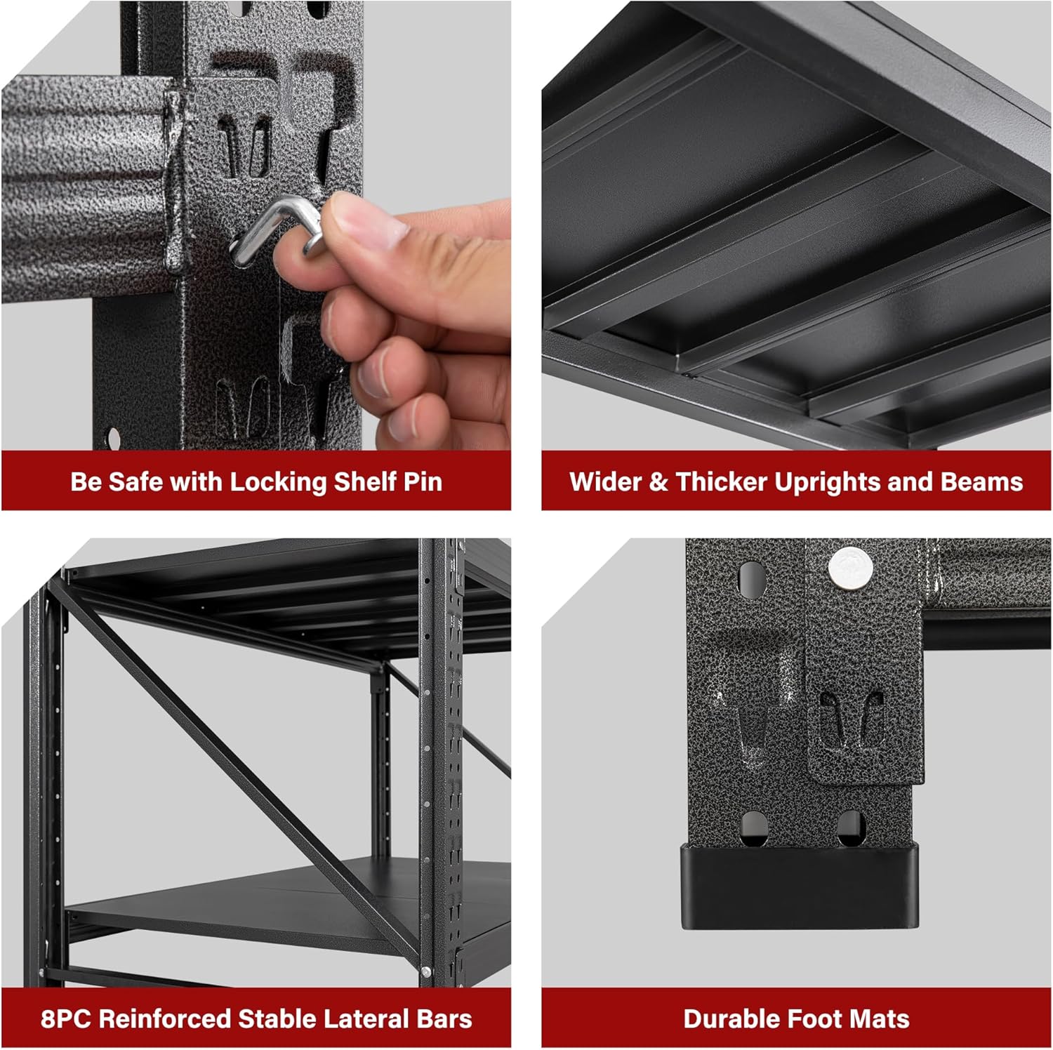48" Wide Heavy Duty Garage Shelving Units,3000LBS 24 Deep Storage Shelves,Metal Garage Shelves,Large Storage Rack,Steel Shelf,Industrial Shelving for Shop,Warehouse,Basement,48" W x 24" D x 70" H