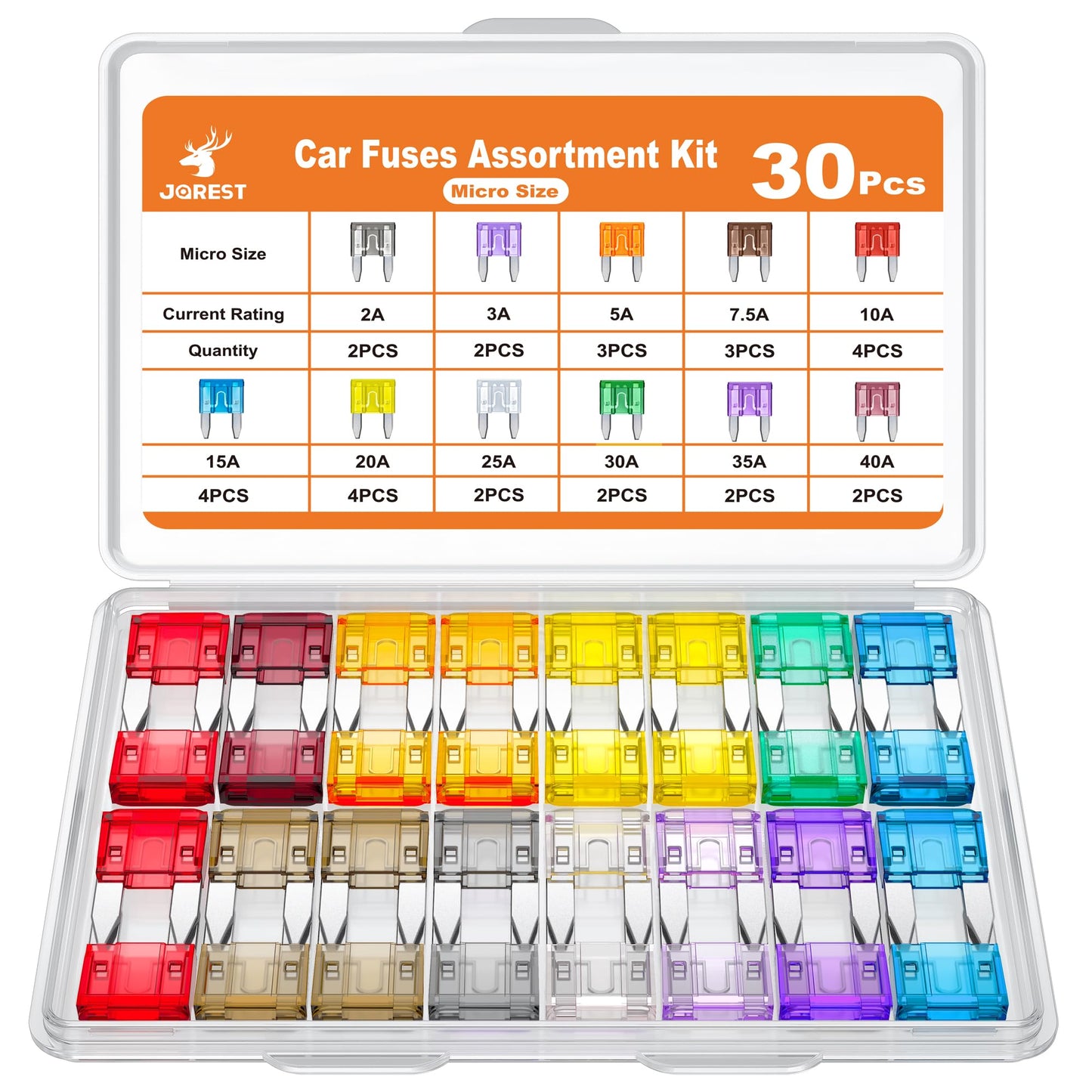 JOREST 360Pcs Car Fuse Assortment Kit, 160 Mini Blade Fuses Automotive + 90 Standard Auto Fuses + 50 Micro Fuse + 60 Micro2 – for RV/Truck/Motorcycle(2A 3A 5A 7.5A 10A 15A 20A 25A 30A 35A 40A)