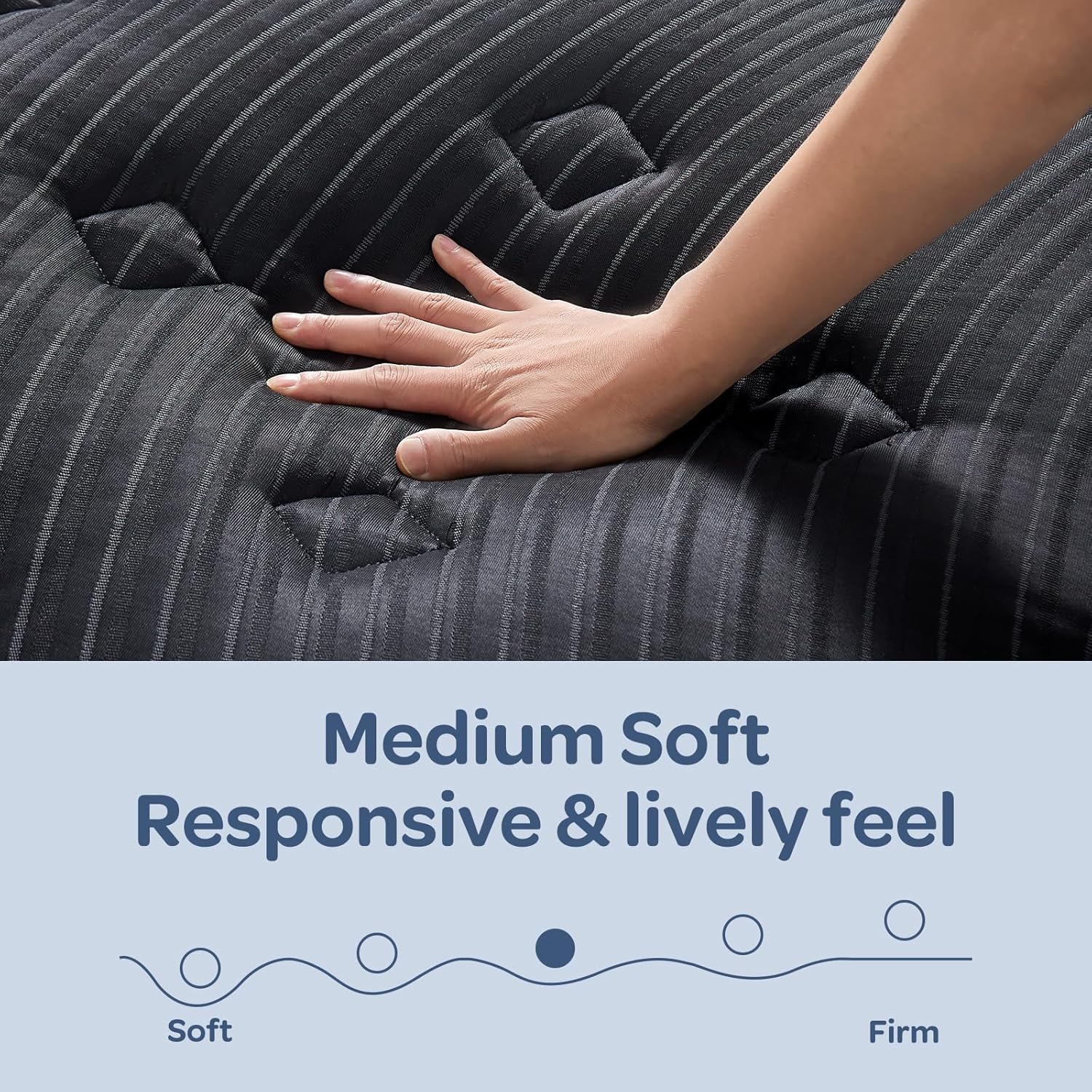 OhGeni 14 Inch Cooling Queen Size Mattress, Hybrid Gel-infused Memory Foam Bed Mattresses in a Box, Medium Feel Cool Top Fabric,Individual Pocket Spring, 3-Zone design & Reinforced Edge Support, Black