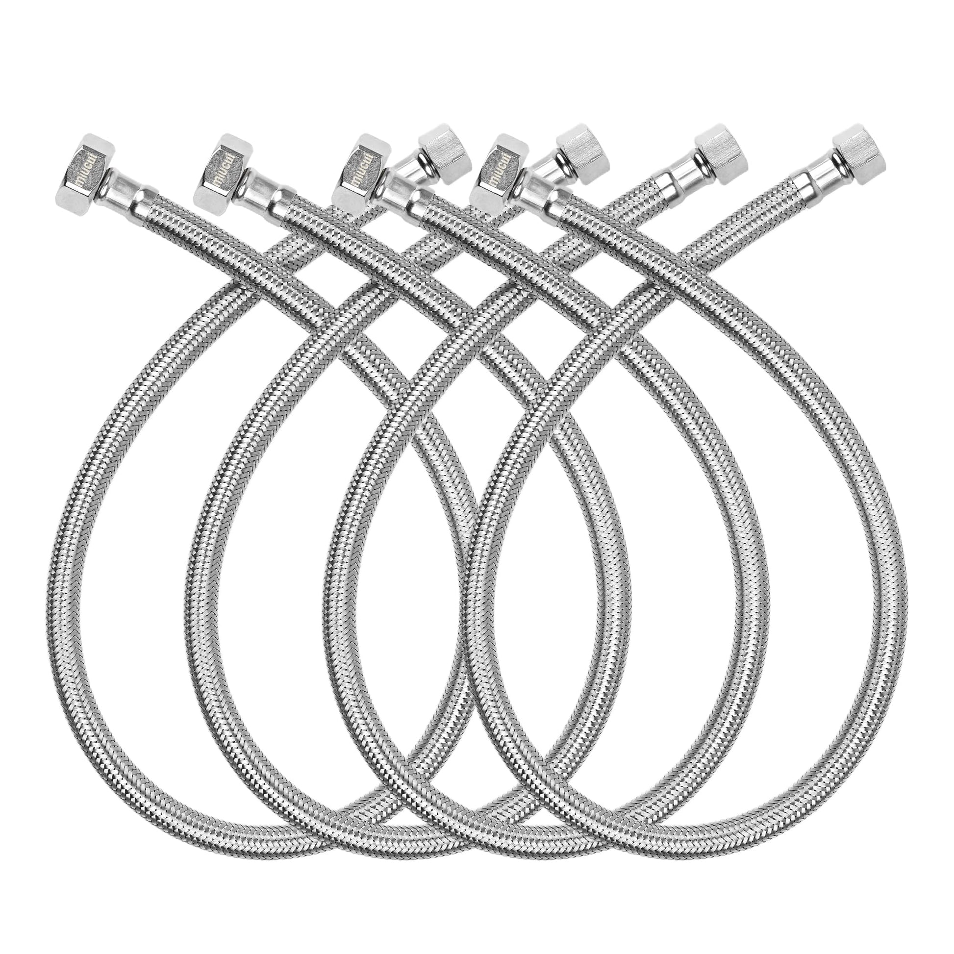 [10-Pack 36 Inch] 1/2" FIP x 3/8" COMP Faucet Supply Lines, Bathroom Faucet Hose Connector, 304 Stainless Steel Braided Water Supply Line