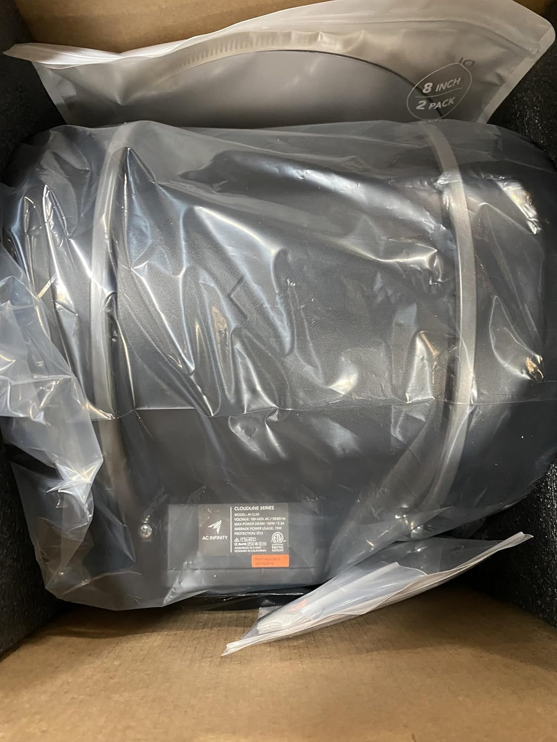 AC Infinity CLOUDLINE S8 PRO, Quiet 8” Inline Duct Fan with 10-Speed Controller, EC-Motor Ventilation Exhaust Fan for Heating Cooling Booster, Grow Tents, Hydroponics