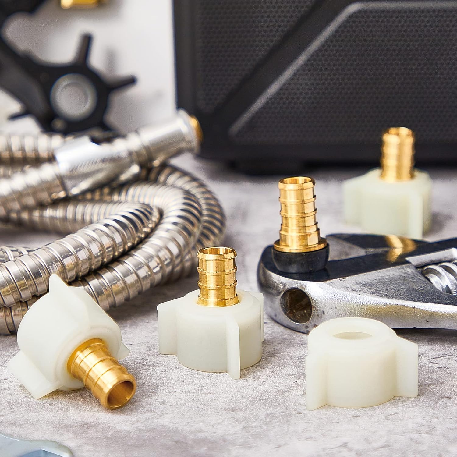 Fabbay 4 Pack Pex Fittings 1/2 Inch Female Threaded Adapter 1/2 Npt Female Threaded Swivel Elbow Brass Crimp Fittings Pex Sink Faucet Connector for Rv plumbing Water Line Tubes (1/2" Swivel Adapter)