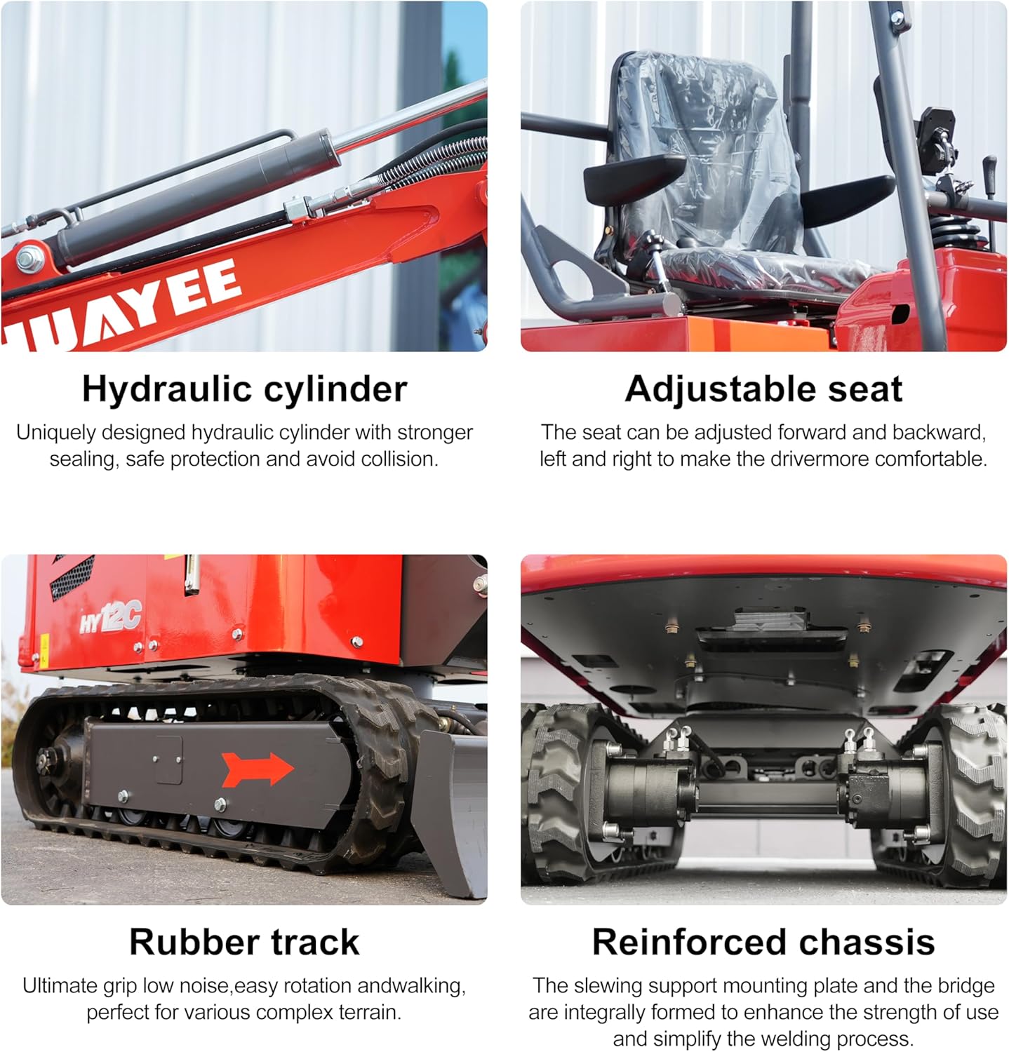 HY12C 1.2 Ton Mini Excavator with Hydraulic Thumb, 13.5HP Gasoline Engine EPA Certified, Compact Tracked Digger for Material Handling, Trenching, Landscaping, Includes delivery & unloading services