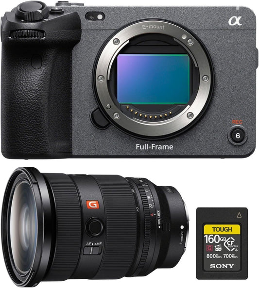 Sony FX3 Full-Frame Cinema Line Camera with Sony FE 24-70mm f/2.8 GM II Lens, Bundle with, Sony Tough 160GB CFexpress Type A Memory Card for Digital Video (3 Items)