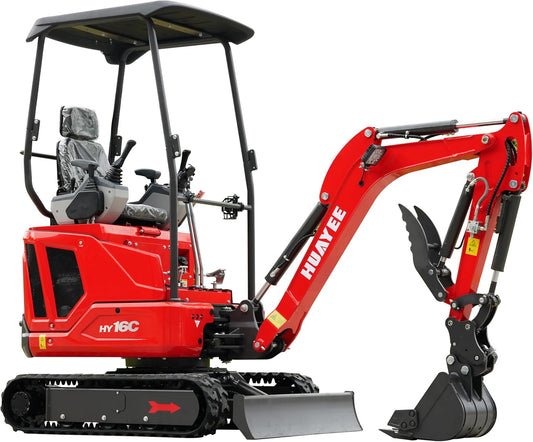 Upgraded Version HY16C 1.6T Mini Excavator, KubotaDiesel 14HP, w/Pilot Controls Side Swing Boom Includes Hydraulic Thumb & Semi-Auto Quick Coupler, Includes delivery & unloading services