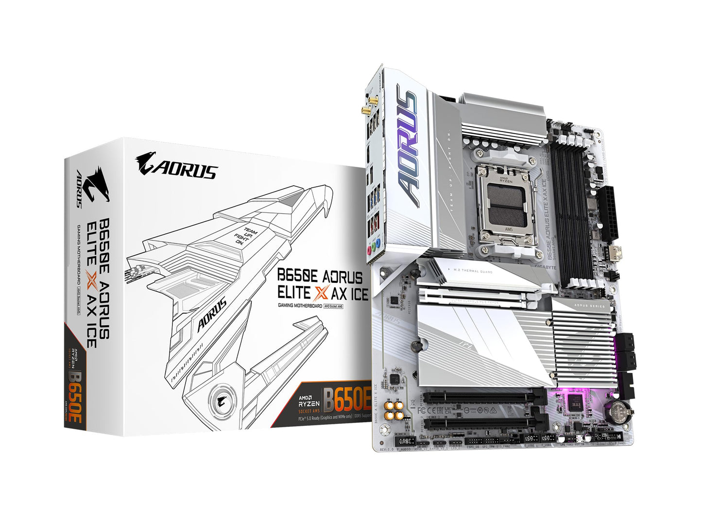 GIGABYTE B850 AORUS Elite WIFI7 ICE AMD AM5 LGA 1718 Motherboard, ATX, DDR5, 3X M.2, PCIe 5.0, USB-C, WIFI7, 2.5GbE LAN, EZ-Latch, 5-Year Warranty