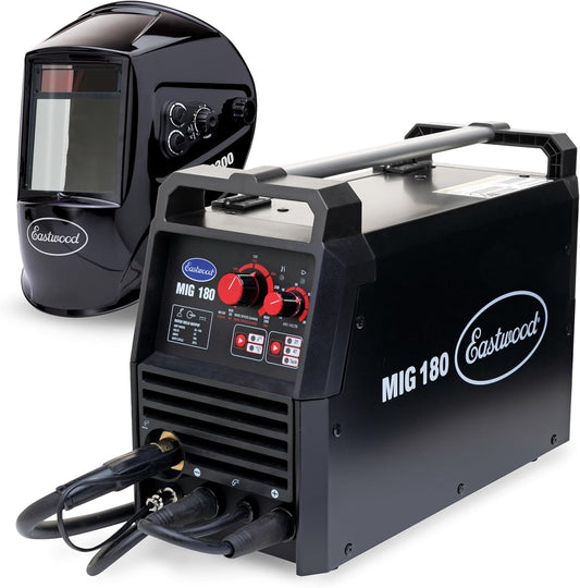 Eastwood 180 Amp MIG Welder Machine Dual Voltage 110V 220V for Steel & Aluminum | Eastwood XL View Auto Darkening Welding Helmet