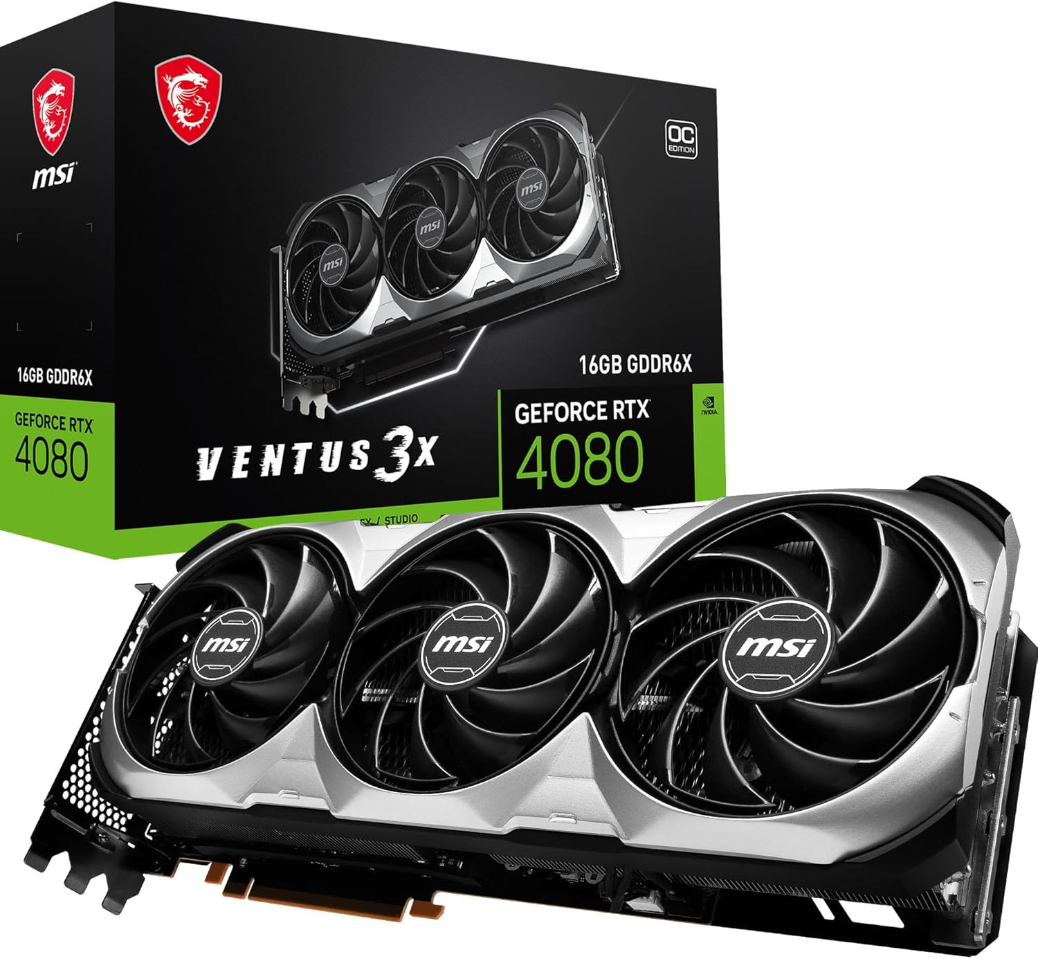 MSI GeForce RTX 4080 16GB Ventus 3X OC Gaming Graphics Card - 16GB GDDR6X, 2550 MHz, PCI Express Gen 4, 256-bit, 3X DP v 1.4a, HDMI 2.1a (Supports 4K & 8K HDR)