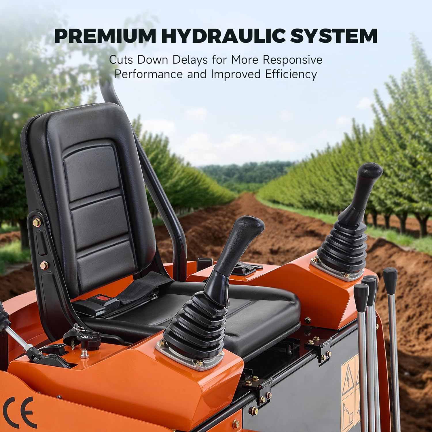 AHM 23hp Mini Excavator with Hydraulic Thumb Rake Grapple Quick Hitch, 1 Ton Crawler Excavator with Swing Boom & All-Terrain Tracks, Trench Digger for Garden Farm Construction Site Trenching Digging