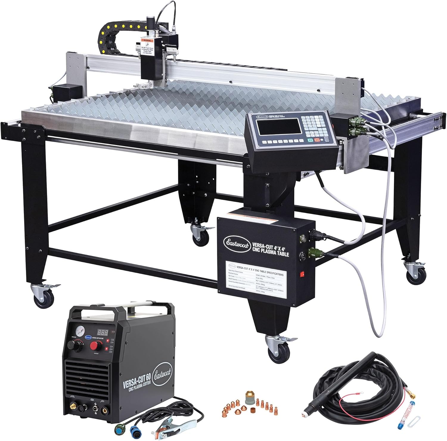 Eastwood Versa Cut 4X4 CNC Plasma Table and CNC Cut 60 with Machine Torch and HD Consumables Kit
