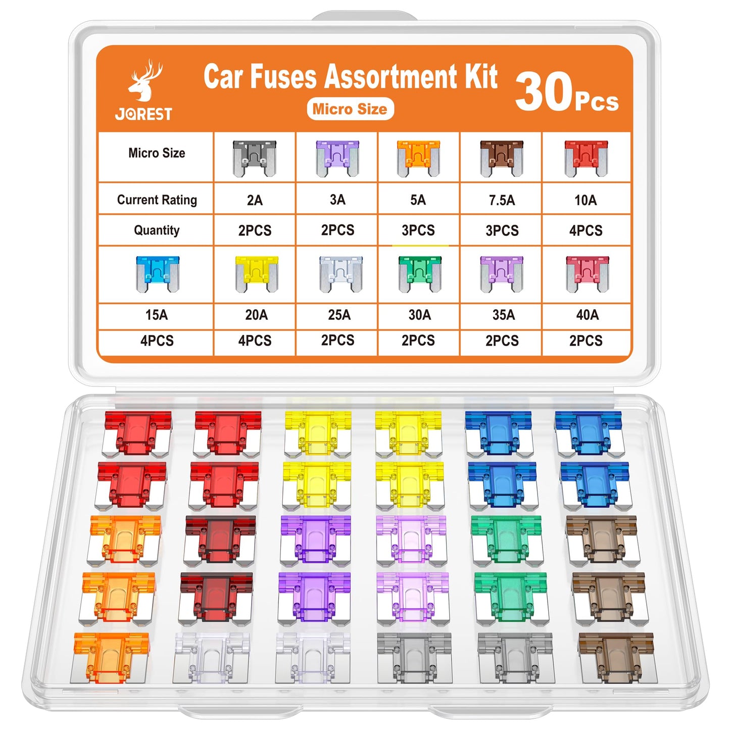 JOREST 360Pcs Car Fuse Assortment Kit, 160 Mini Blade Fuses Automotive + 90 Standard Auto Fuses + 50 Micro Fuse + 60 Micro2 – for RV/Truck/Motorcycle(2A 3A 5A 7.5A 10A 15A 20A 25A 30A 35A 40A)