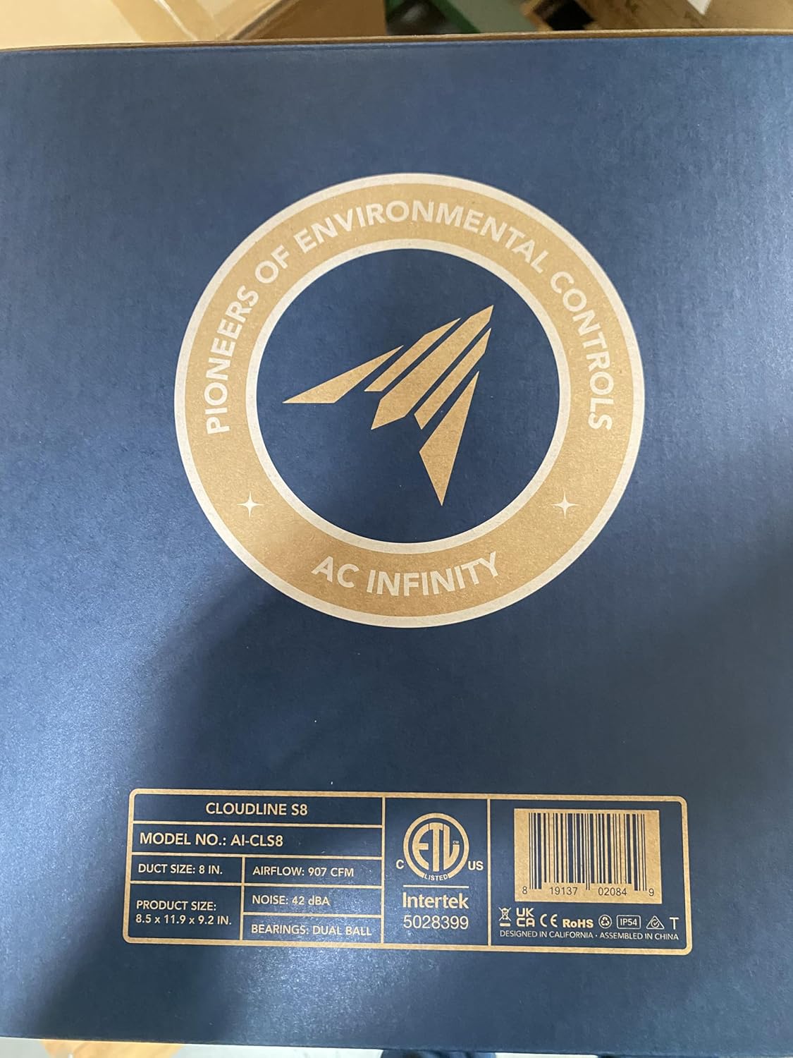 AC Infinity CLOUDLINE S8 PRO, Quiet 8” Inline Duct Fan with 10-Speed Controller, EC-Motor Ventilation Exhaust Fan for Heating Cooling Booster, Grow Tents, Hydroponics