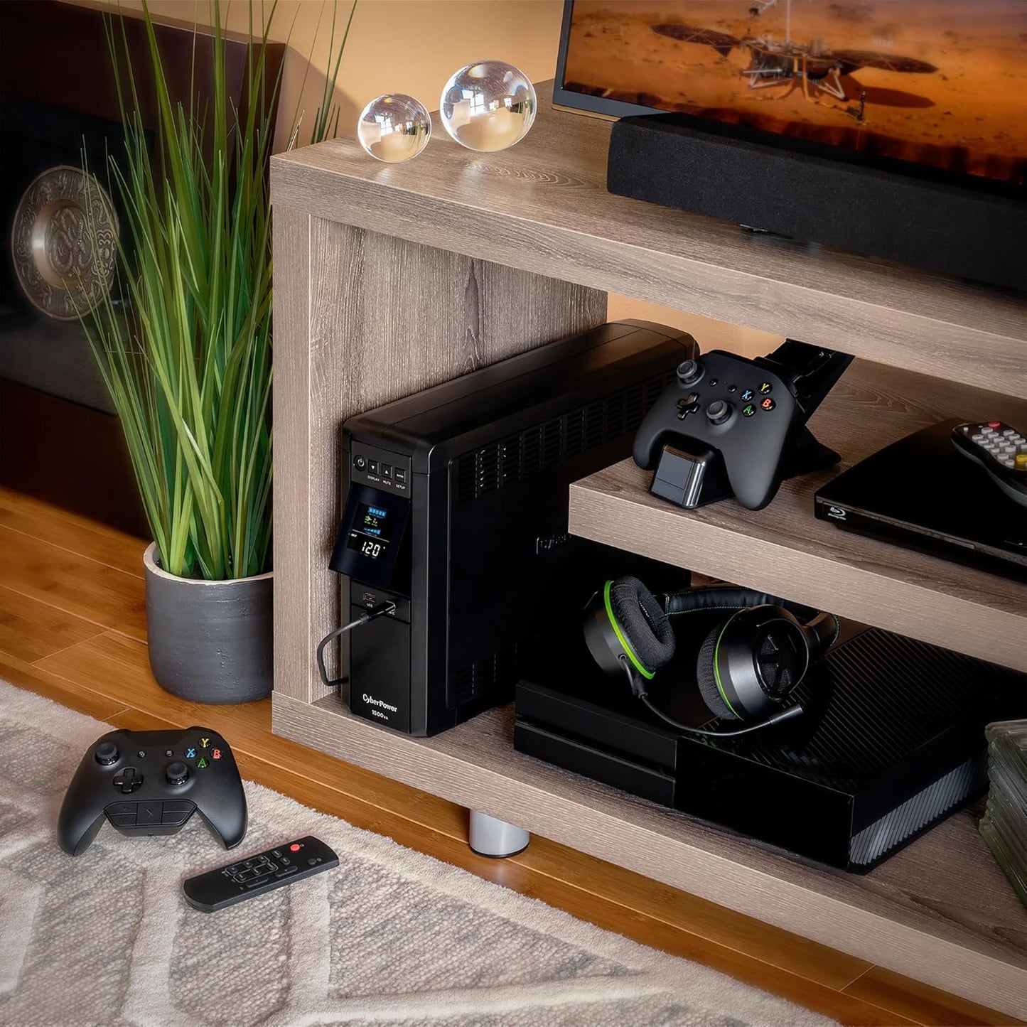 CyberPower CP1500PFCLCD PFC Sinewave UPS Battery Backup and Surge Protector, 1500VA/1000W, 12 Outlets, AVR, Mini Tower; UL Certified