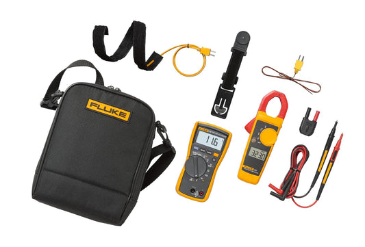 Fluke 116/323 Multimeter and Clamp Meter HVAC Combo Kit, AC/DC Voltage, AC Current 400 A, Microamps to Test Flame Sensors, Includes Temp Probe, Test Leads, TPAK and Carrying Case
