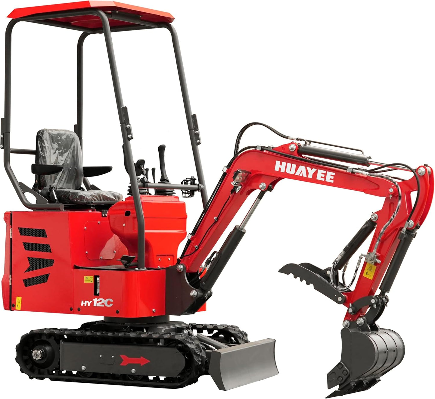 HY12C 1.2 Ton Mini Excavator with Hydraulic Thumb, 13.5HP Gasoline Engine EPA Certified, Compact Tracked Digger for Material Handling, Trenching, Landscaping, Includes delivery & unloading services