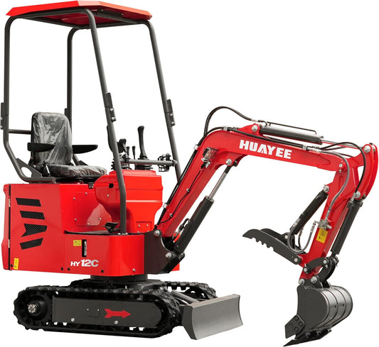 HY12C 1.2 Ton Mini Excavator with Hydraulic Thumb, 13.5HP Gasoline Engine EPA Certified, Compact Tracked Digger for Material Handling, Trenching, Landscaping, Includes delivery & unloading services