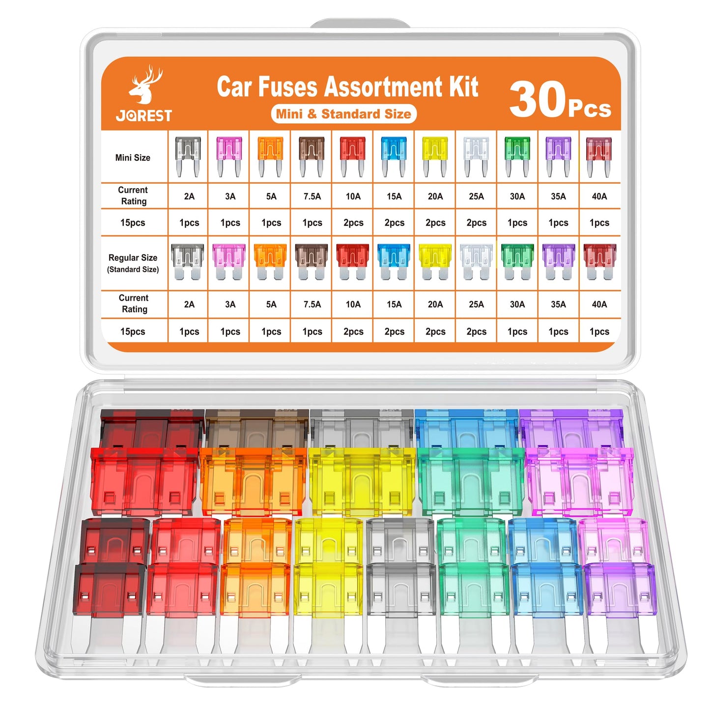 JOREST 360Pcs Car Fuse Assortment Kit, 160 Mini Blade Fuses Automotive + 90 Standard Auto Fuses + 50 Micro Fuse + 60 Micro2 – for RV/Truck/Motorcycle(2A 3A 5A 7.5A 10A 15A 20A 25A 30A 35A 40A)