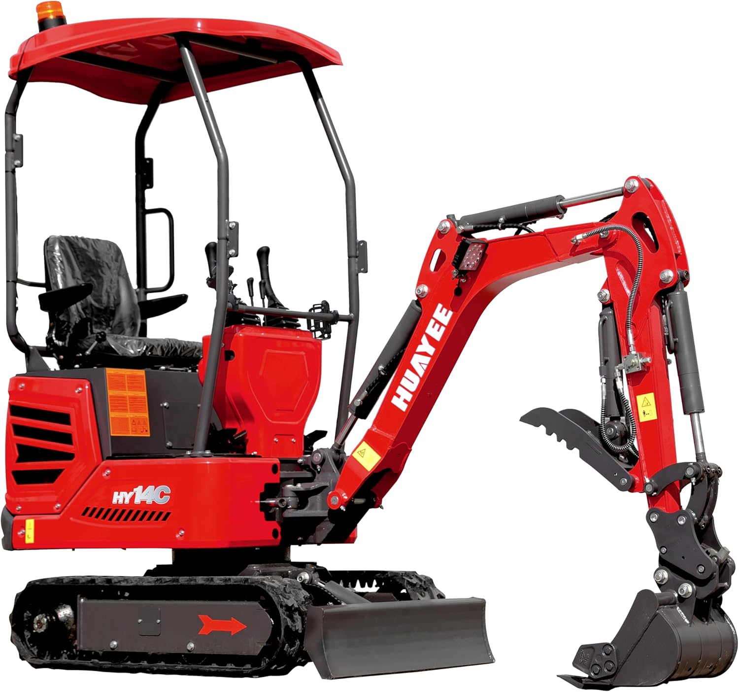 HY14C 1.4 Ton Mini Excavator w/Side Swing Boom, Semi-Auto Quick Coupler & Hydraulic Thumb for Tight Space Construction, Landscaping, Farming 13.5HP B&S Engine, Includes delivery & unloading services