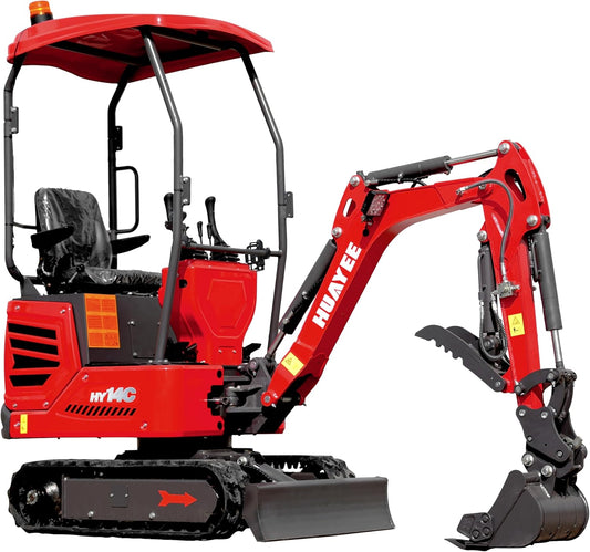 HY14C 1.4 Ton Mini Excavator w/Side Swing Boom, Semi-Auto Quick Coupler & Hydraulic Thumb for Tight Space Construction, Landscaping, Farming 13.5HP B&S Engine, Includes delivery & unloading services