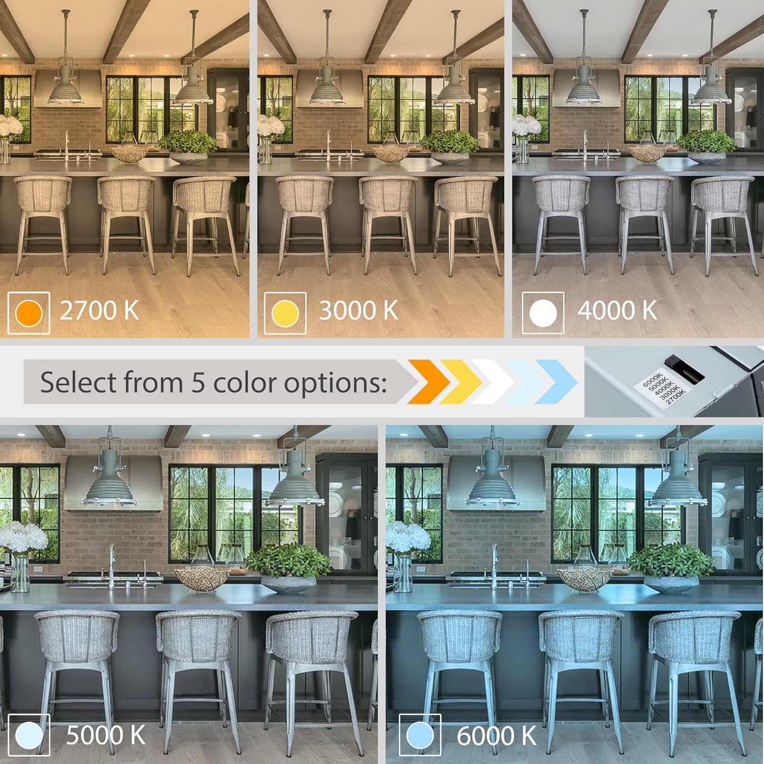 PROCURU Professional 24-Pack 6-Inch 2700K-6000K 5CCT 12W LED, Baffle Style, Heavy Duty Ultra-Thin Recessed Ceiling Slim Downlight, Dimmable, White Trim (VSB65W-24P)