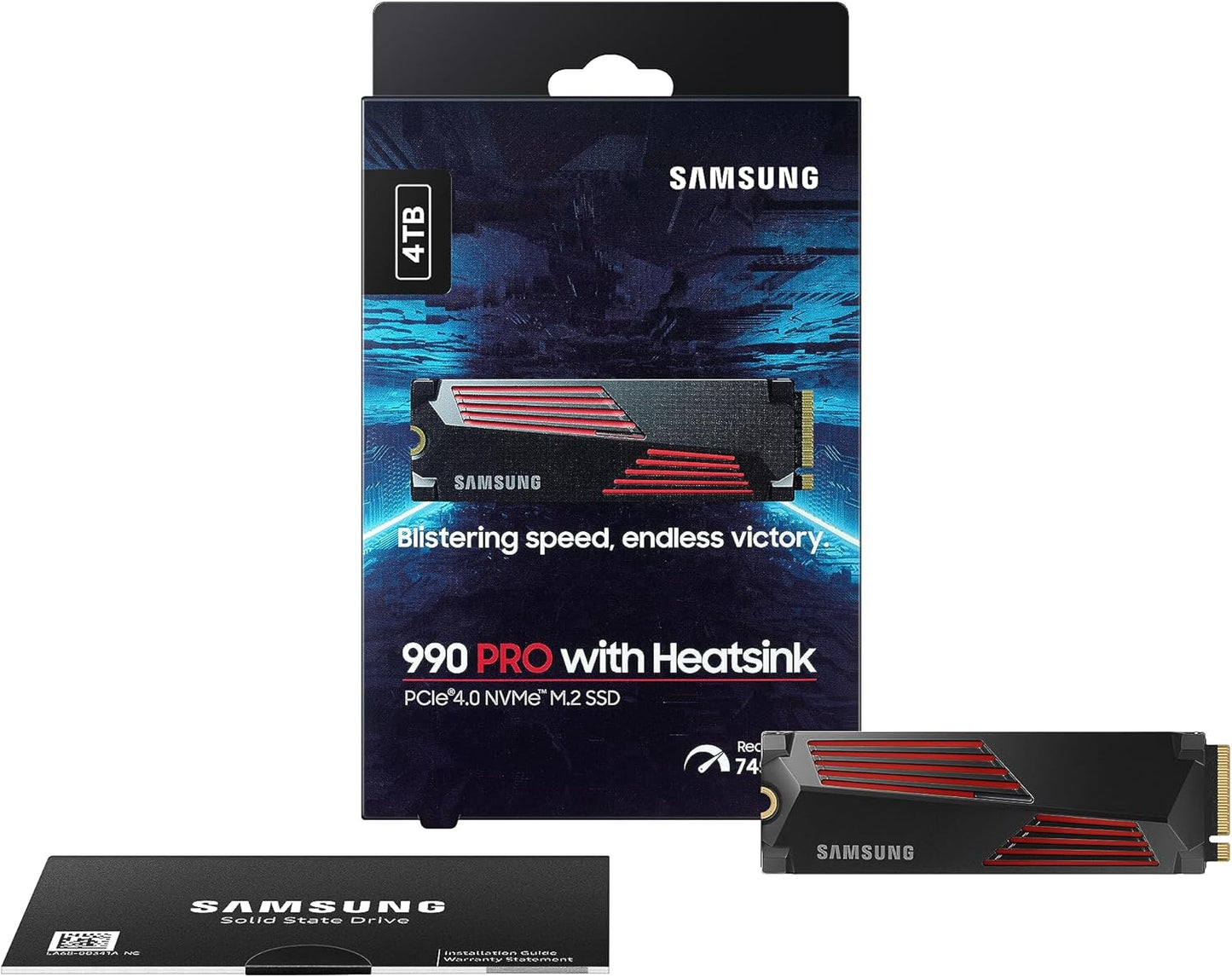 SAMSUNG 990 PRO Heatsink SSD 4TB, NVMe M.2, Speeds Up to 7,450MB/s Best for PlayStation® 5 (PS5 SSD) Console Expansion MZ-V9P4T0CW