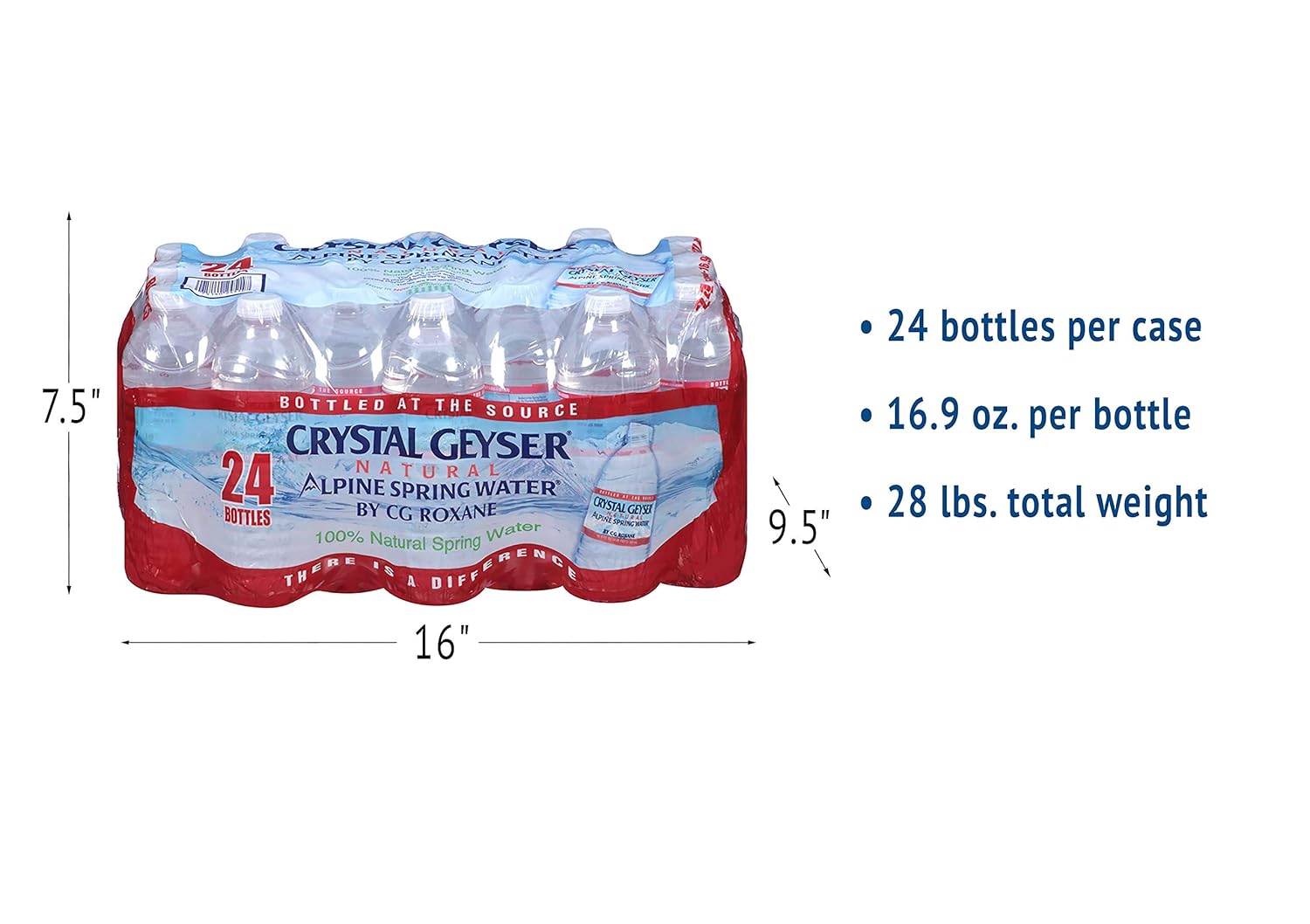 Crystal Geyser Pallet Of 84 Cases, Of Alpine 100% Natural Spring Water, 24 16.9oz bottles per Case, Bottled at The Source